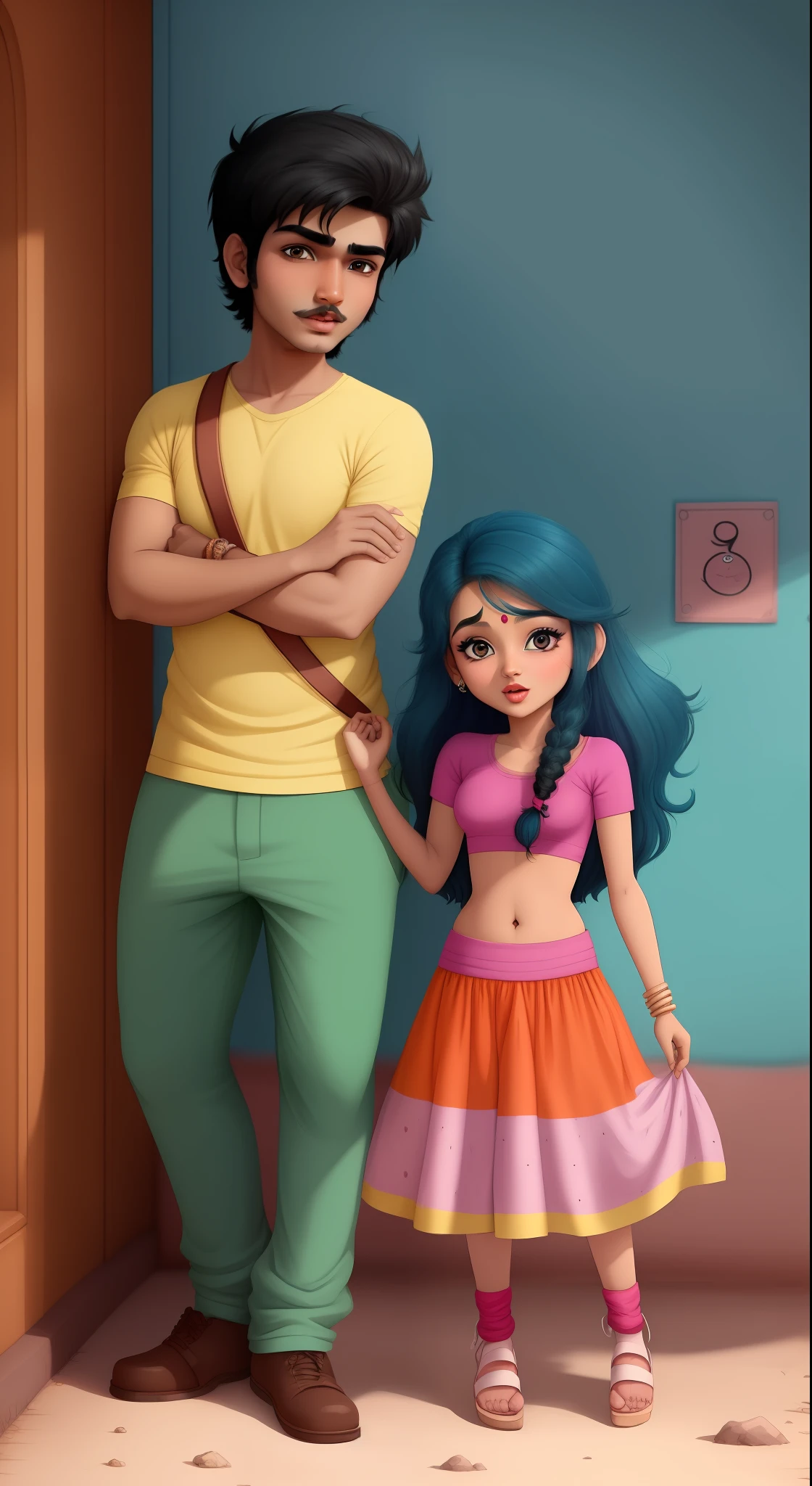 Indian cartoon love bute boy and girl
