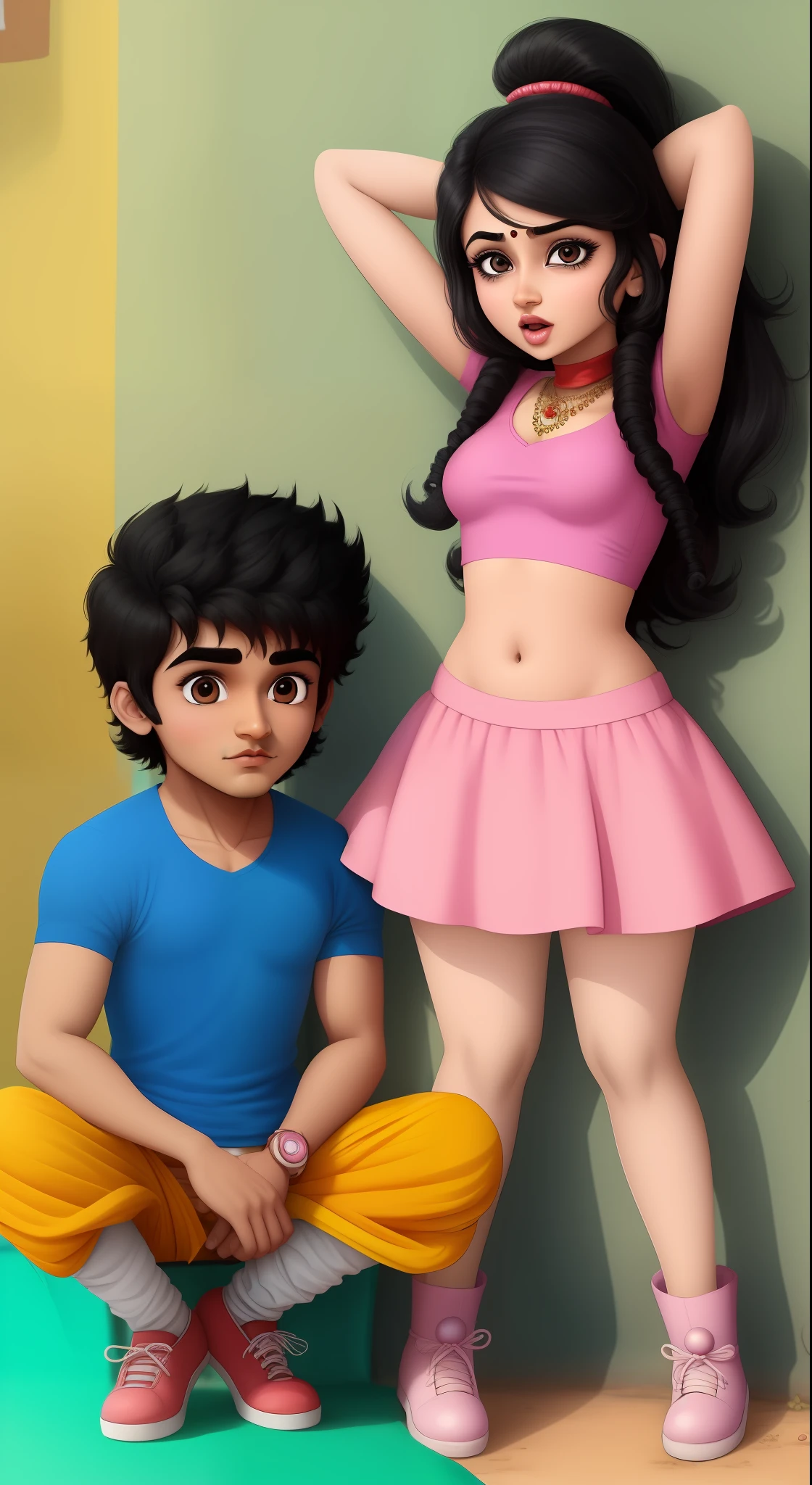 Indian cartoon love bute boy and girl