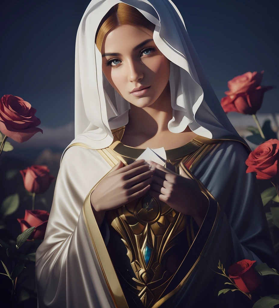 virgin mary. MUJER CAUCASICA. 19 years old, DULCE E INOCENTE MIRADA ANGELICAL, ultra detailed fine art photography, Aura de medianoche, cielo nocturno, Cara hermosa detallada, Dreamy, resplandeciente, retroiluminado, glamur, Mica, sombras, oil on canvas, Pinceladas, Suave, ultra-high def, 8k, Motor Unreal 5, Ultra Sharp Focus, Arte de Alberto Seveso, Artgerm, loish, Sf, Obra maestra de arte intrincada, ominoso, matte paint movie poster, golden ratio, tendencias en CGSociety, intrincado, epopeya, tendencias en Artstation, por artgerm, Altamente detallado, vibrant production cinematic character render ultra high quality model. obra maestra, calidad superior, mejor calidad, arte oficial, beautiful and aesthetic: 1.2), , extremo detallado, colorido, highest detailed, arte oficial, unidad de papel tapiz 8k, ultra detallado, beautiful and aesthetic, hermoso, obra maestra, mejor calidad,