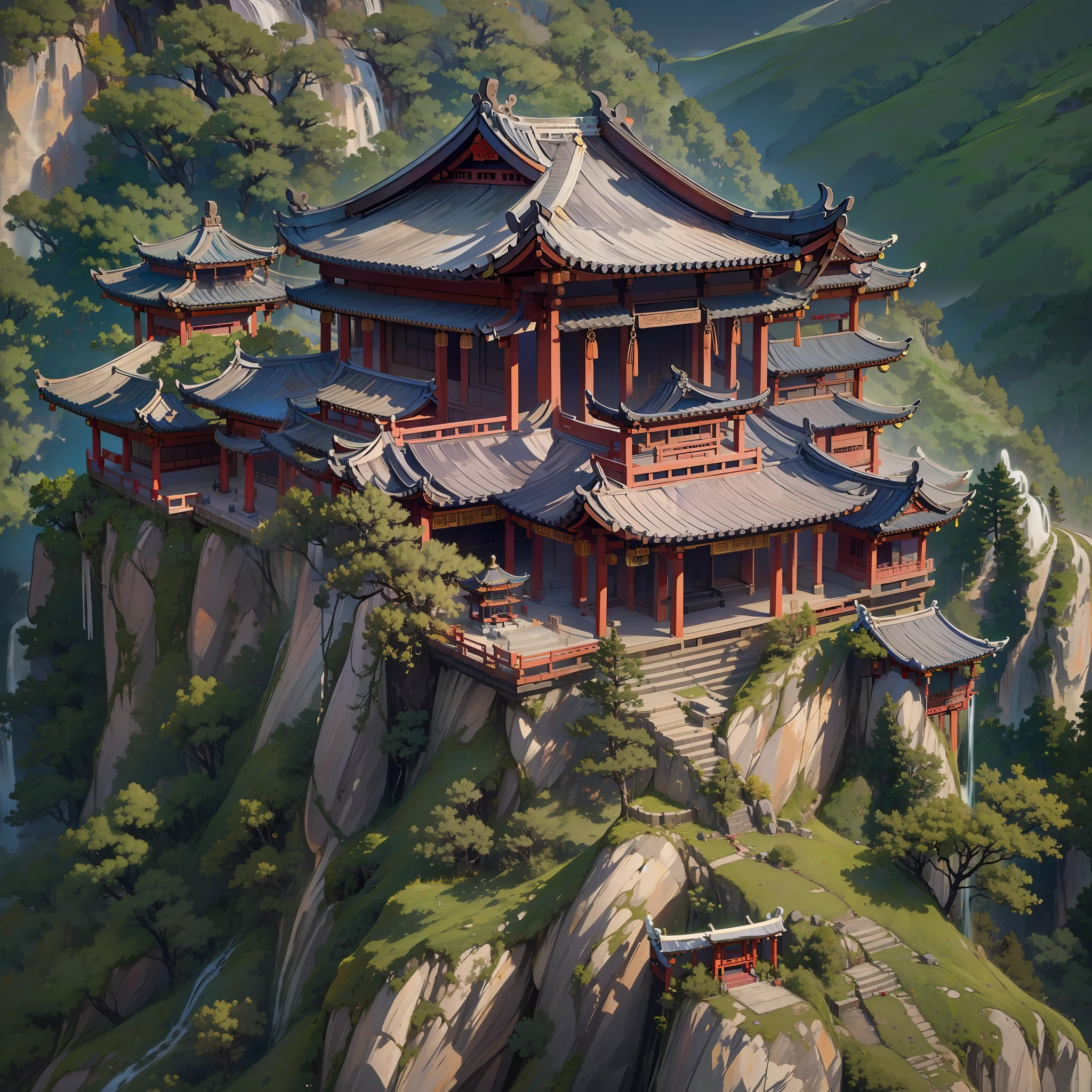 (A dilapidated Taoist temple on the top of a mountain)
(Mountains all around)
(Away from the city)