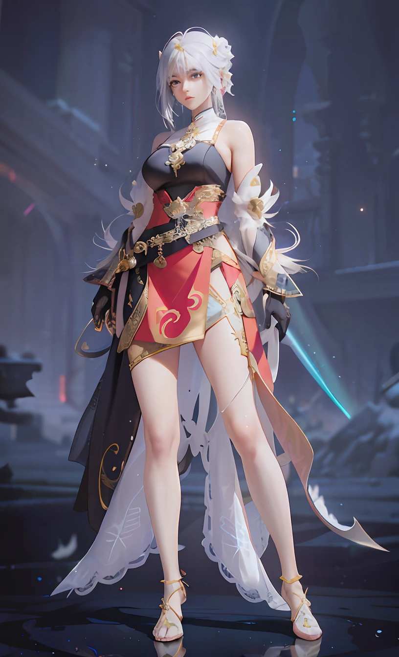 Girl posing for photo in dress，White skin of the, lunar themed attire, fantasyoutfit, full-body xianxia, intricate outfits, clear outfit design, adorned in majestic attire,, dreamy dress, flowing sakura-colored silk，（（best qualtiy））， （（tmasterpiece））， （highly  detailed：1.3）， hdr（HighDynamicRange）， Ray traching， NVIDIA RTX， Hyper-Resolution， Unreal 5， sub surface scattering， PBR textures，Anisotropic filtering， MAXIMUM DEFINITION， Many-Layer Textures， Albedo e mapas Speculares， Surface coloring， Accurate simulation of light-material interactions， perfectly proportions， style of anime4 K, anime styled digital art,8K, Anime style artwork, Digital anime art, Anime art style, Anime style mixed with Fujifilm, Beautiful anime artwork, anime style digital art，Ultimate detail