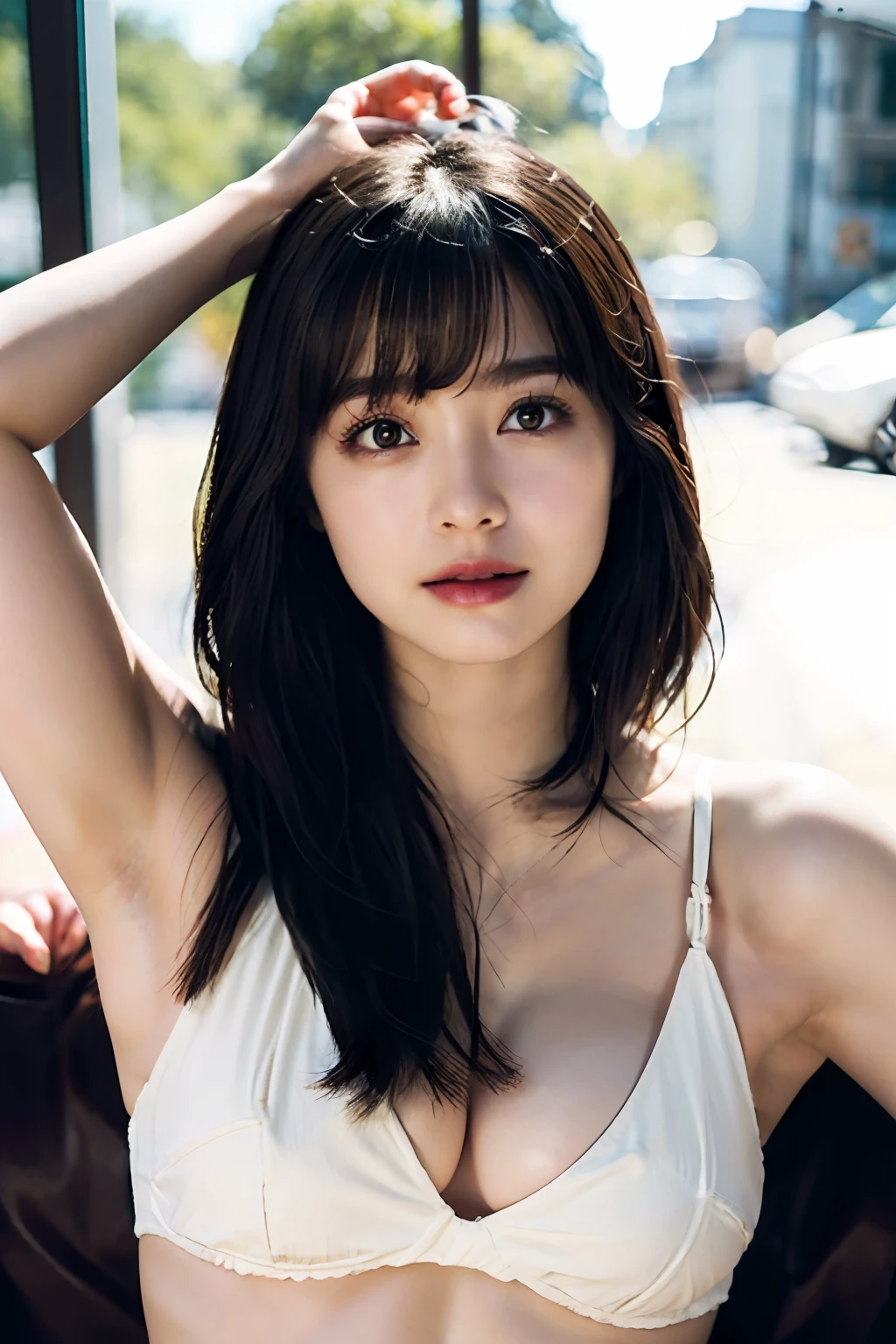 masterpiece、top-quality、realisitic、(A hyper-realistic), (illustratio), (hight resolution), (8K), (ighly detailed), (The best illustrations), (beatiful detailed eyes), (top-quality), (ultra-detailliert), (masterpiece), (wall-paper), (详细的脸), Luxury beds、Upper body close-up,Armpit, A smile,独奏,(tiny white micro bikini), full of sweat, japanes, (camel's toe)、huge-breasted、Luxury living room、Detailed white teeth、ultimate beauty girl、No bra、Wrap a red ribbon around your neck、perfect teeth、(爆乳)、Navel、Light makeup、(park bench)、huge filesize、Beautiful armpits、Slender Abs、Beautiful and beautiful armpits、Long hair straight、Seductive look、