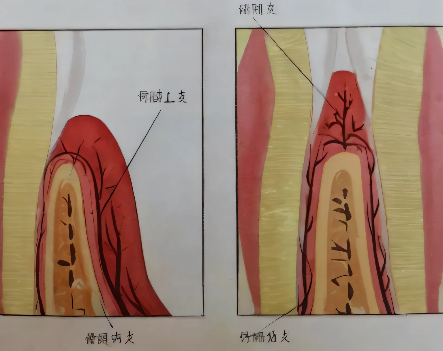 Close-up of teeth with a toothbrush, illustration], gum tissue, sharp foccus ilustration, Tooth, Apparent teeth, mouth is simple and pleasant, Uniform teeth, medical depiction, Wang Chen, dentils, medical illustration, Knives - like teeth, Biomechanics open the chewing mouth