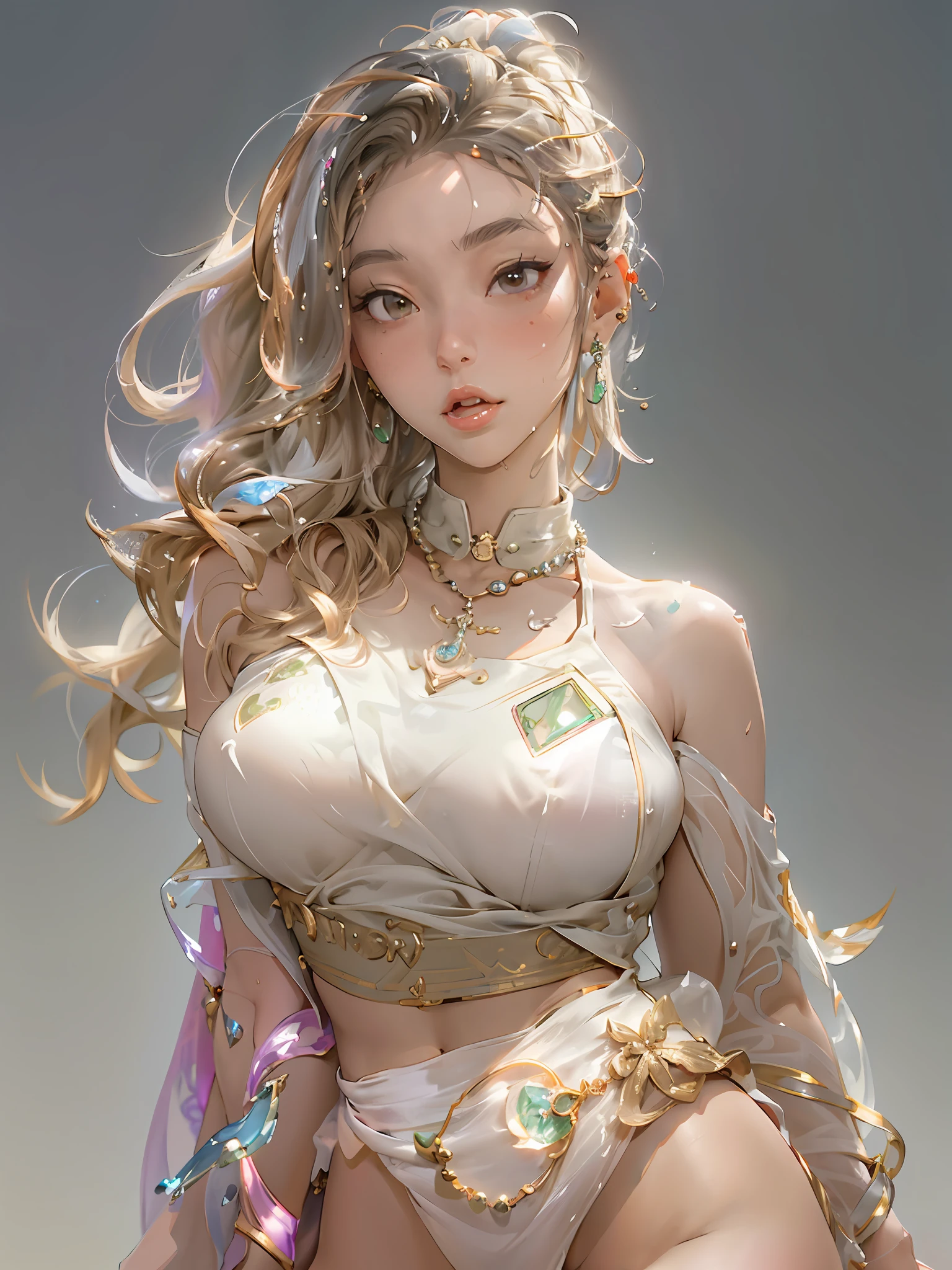 there is a woman in a bikini top and a necklace, artwork in the style of guweiz, guweiz, hyperdetailed fantasy character, guweiz masterpiece, 8k high quality detailed art, by Russell Dongjun Lu, inspired by WLOP, guweiz on artstation pixiv, ross tran 8 k, trending on cgstation, intricate wlop