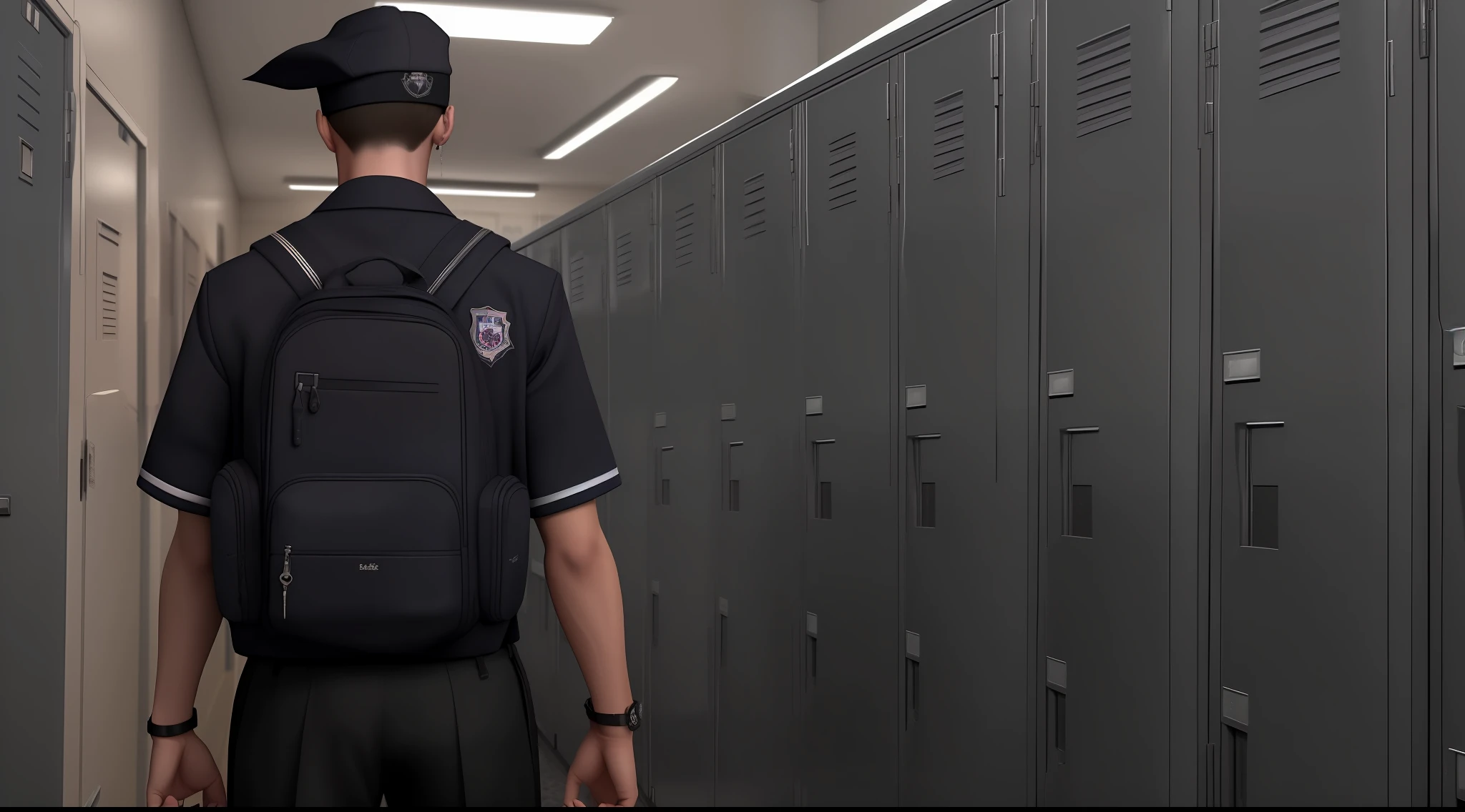 School boy 18 anos, Looking at the school locker, terror, estilo assustado, dark, 8k, maximum detailed, alta qualidade