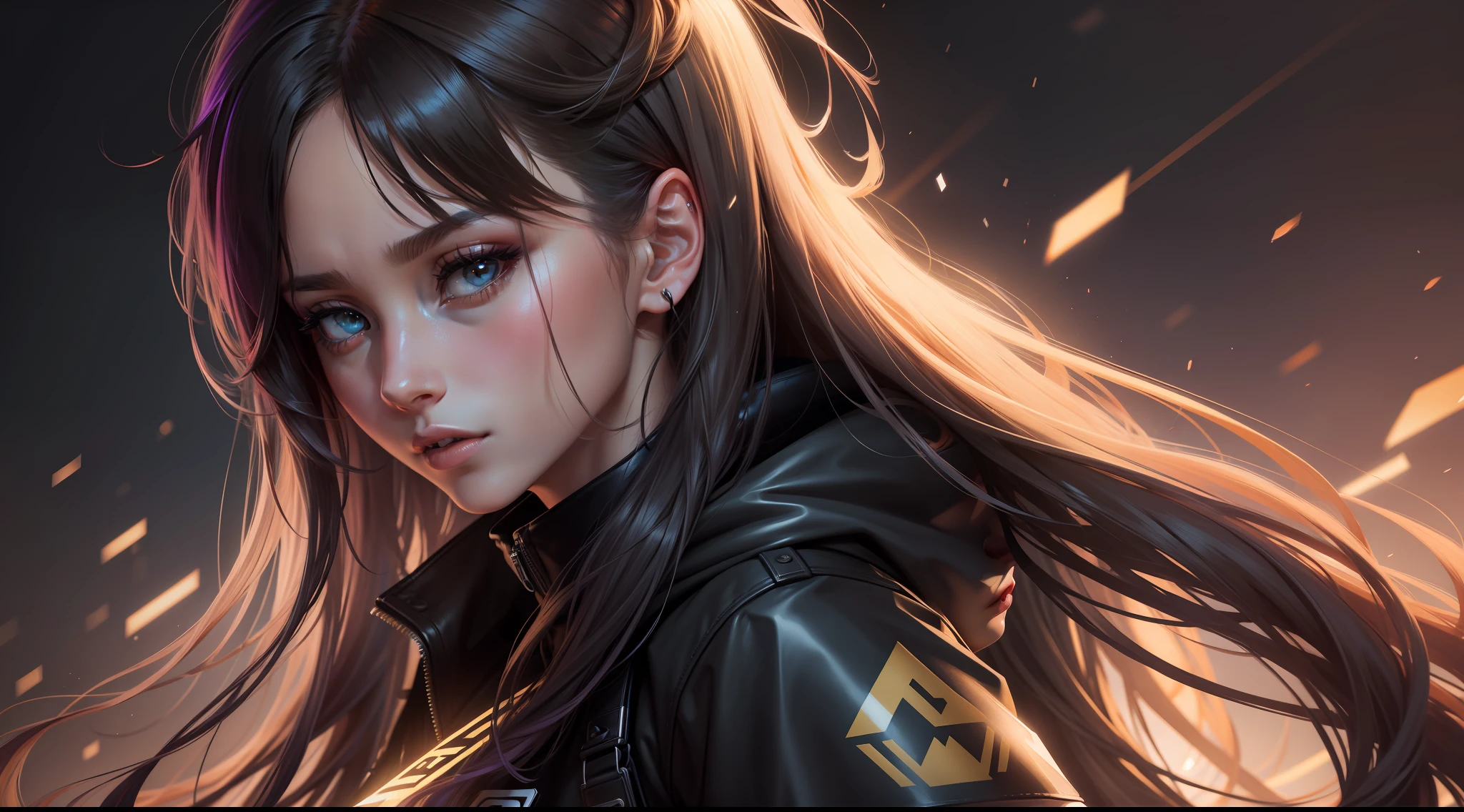 1girl, photorealistic,highres,kda, solo, long hair, professional_light