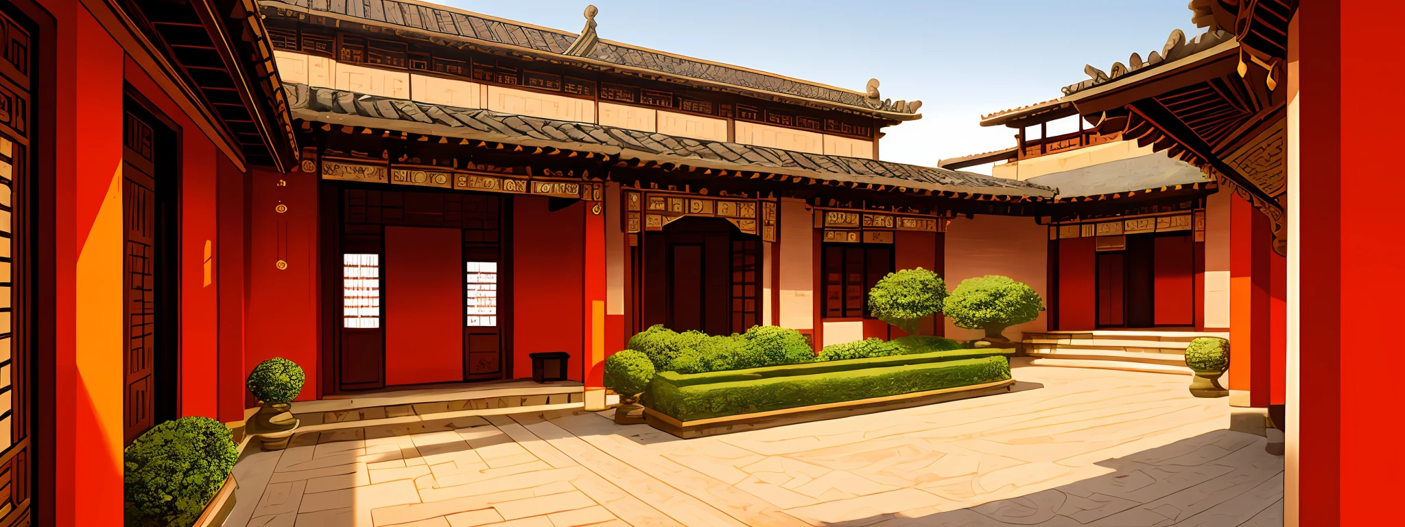 Obra-prima, melhor qualidade, alta qualidade, extremamente detalhado, a row of Chinese courtyards, ORIENTAL INDIA PALACE WITH REALISTIC PICTURE