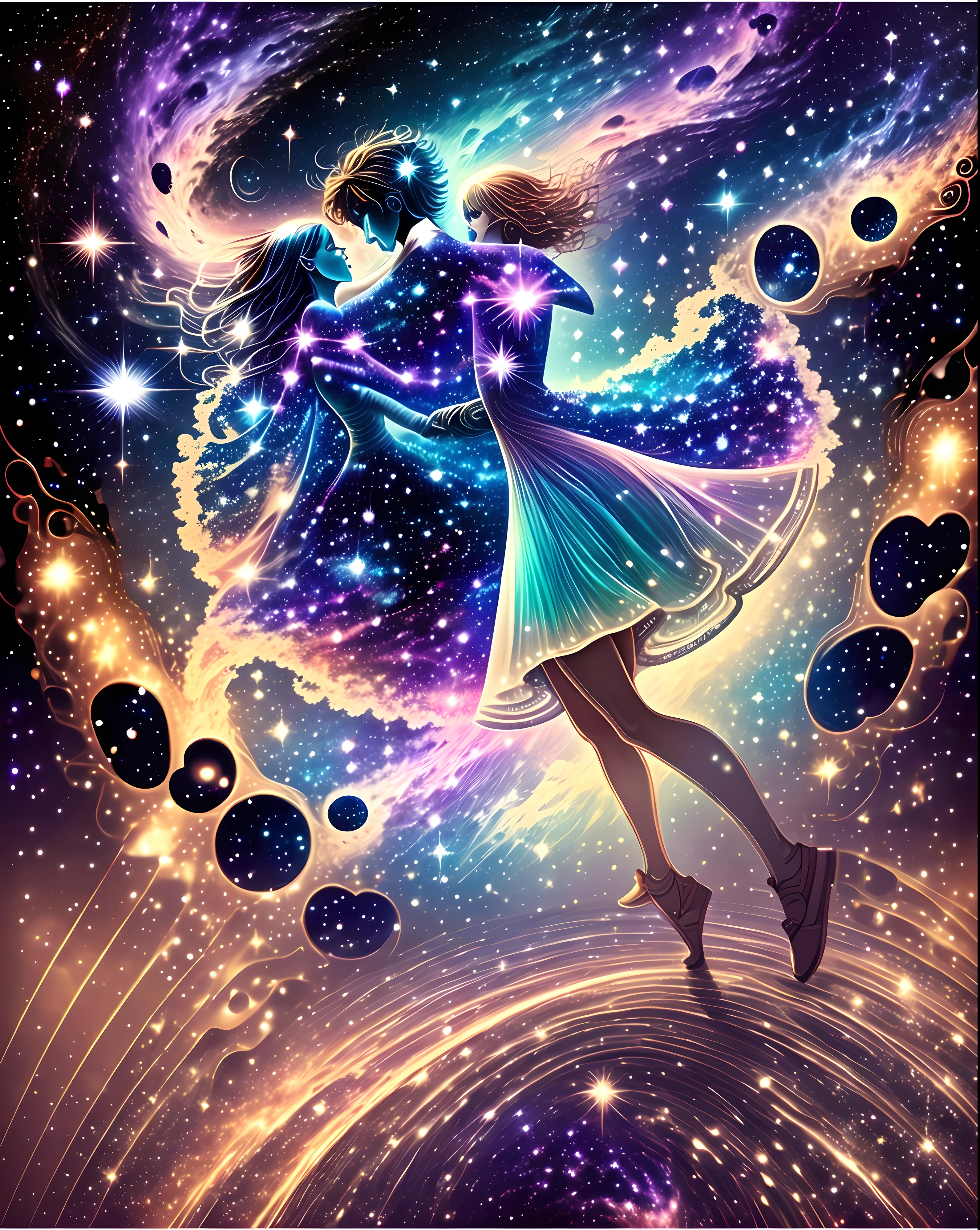 Couple dancing in the universe near the galaxy --auto --s2