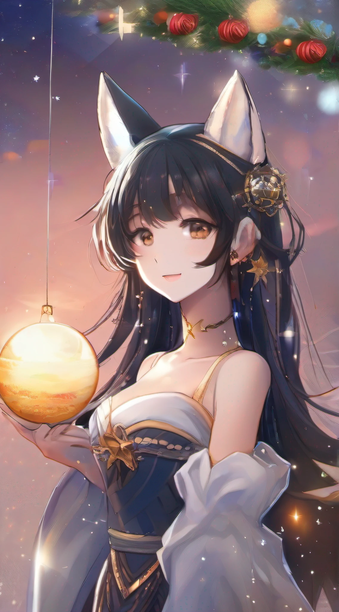 1girll,Animal_hor ears,aurora,Bare_bshoulders,black_Hair,brown_Eyes,Christmas_tree,constellation,Crescent,Crescent_Moon,crown,Detached_Sleeves,Earrings,earth_(planetes),erune,Fox_hor ears,Fox_Tail,milky ways,globe,jewelry,Long_Hair,Milky_way,dark mole,Moon,Night,Night_sky,Off_Shoulder,Open_Mouth,planetes,saint_quartz_(fate),Shooting_Star,sky,Solo,space,Star_(sky),Star_(symbol),Star_Earrings,Star_Hair_decorations,Star_pastie,Star_print,starfish,Starry_Background,Starry_sky,Starry_sky_print,Tanabata,Tanzaku,Very_Long_Hair,Wide_Sleeves