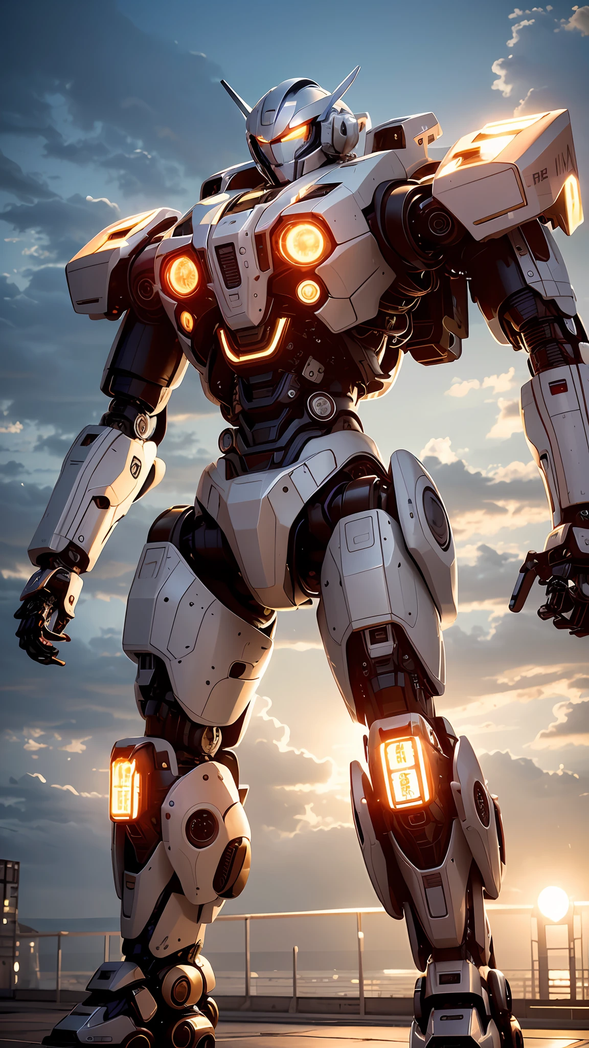 （（tmasterpiece，best qualtiy）），illustratio，Ultra-detailed 8K，Photorealsitic，Clear focus，A highly detailed，Professional lighting，Colorful Detailed，Super long shot of the rainbow-colored BREAK factory，Large mechanical robot structure，micro Chip，computers，with light glowing，Complicated details，shitu-mecha，1 boy L standing in front of the audience，