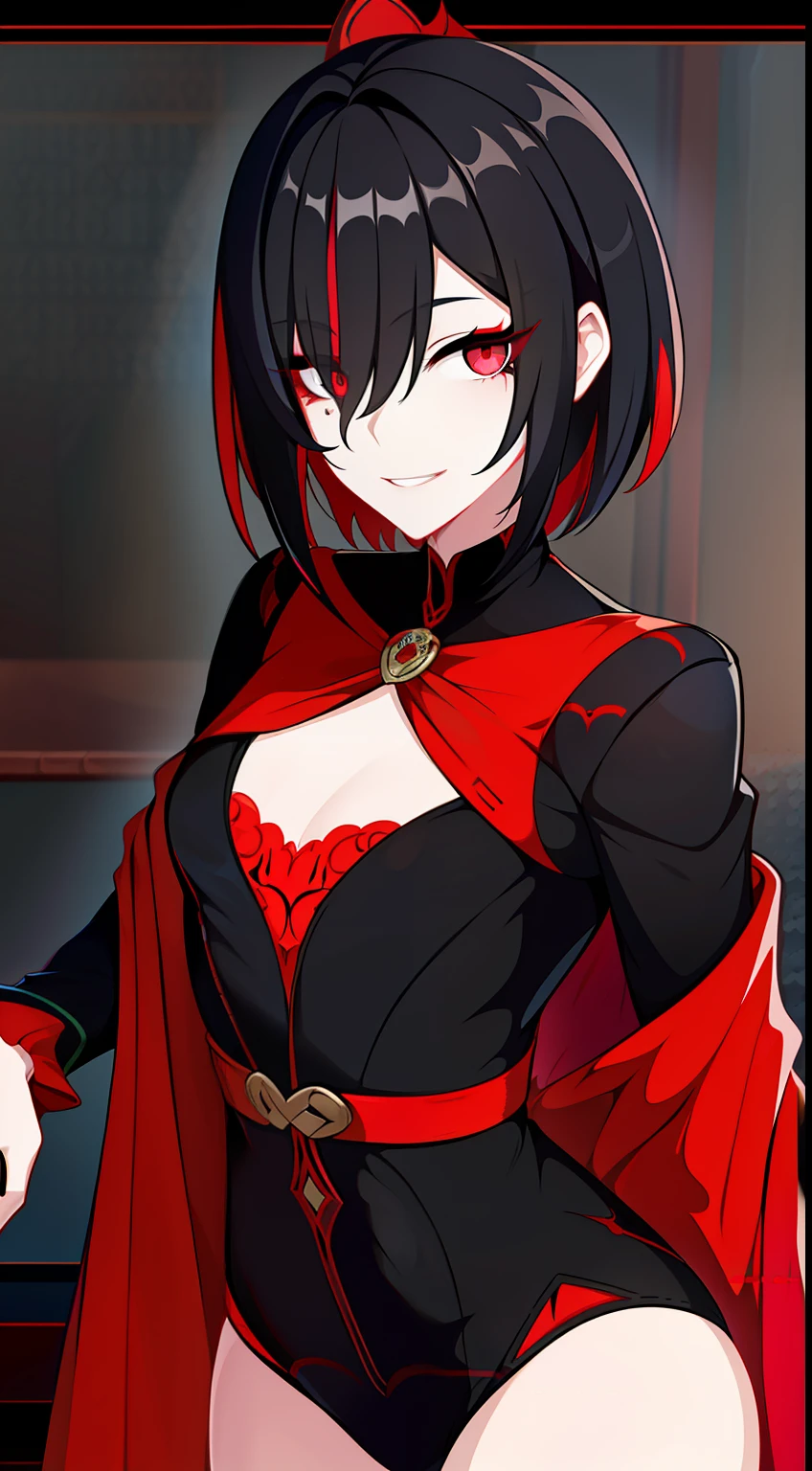 Young guy, short black or red hair, The eyes are red, The shape of the royal jester, ssmile, clown makeup, Masterpiece, hiquality