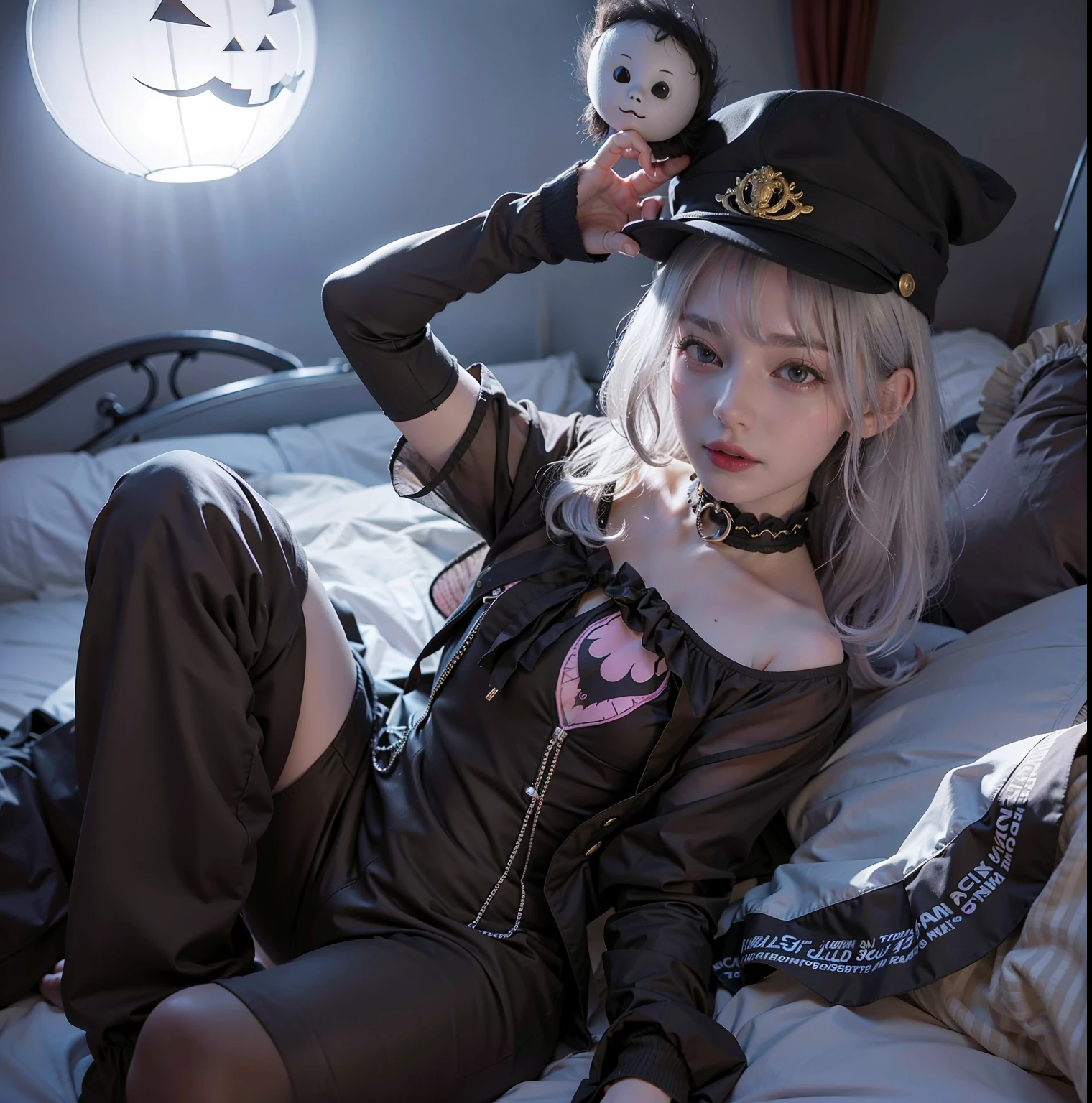 photo of girl, cute lithorts hair, cute little fingers, (detail fingers), (white hair:1.2), wearing an cute halloween suit, magic hat, sitting on the bed
best quality, realistic, photorealistic, (intricate details:1.2), (delicate detailed), (cinematic light), clear line, sharp focus, realistic face, detailed face
unity 8k wallpaper, ultra high res, (photorealistic:1.4), looking at the camera, halloween party