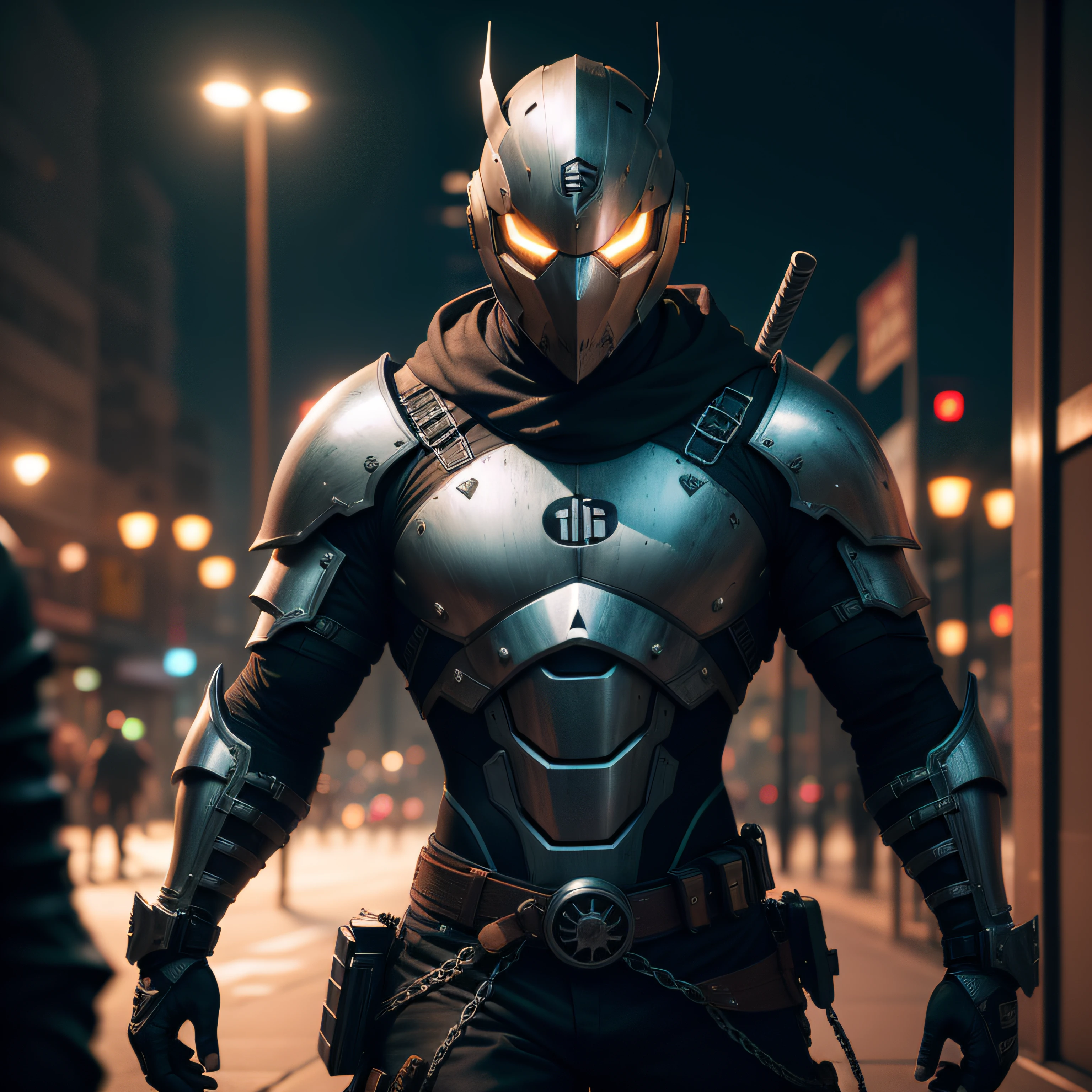 obra-prima, um samurai com uma armadura futurista com neon, noite, cidade do rio de janeiro no Brasil, aesthetic cyberpunk, action movie shot by Kon Satoshi, Very detailed lighting, Dramatic, trending digital art in Artstation 8k HD realistic detailed high definition, detalhado, textura da pele, hiper detalhado, textura de pele realista, armadura, melhor qualidade, Ultra alto nada, (fotorrealista: 1.4), alta resolução, detalhado, foto crua, sharp re, por Lee Jeffries Nikon D850 Film Fotografia de Stock 4 Kodak Portra 400 Camera F1.6 Lens Rich Colors Hyper Realistic Texture Dramatic Lighting UnrealEngine trend in ArtStation Cinestill 800