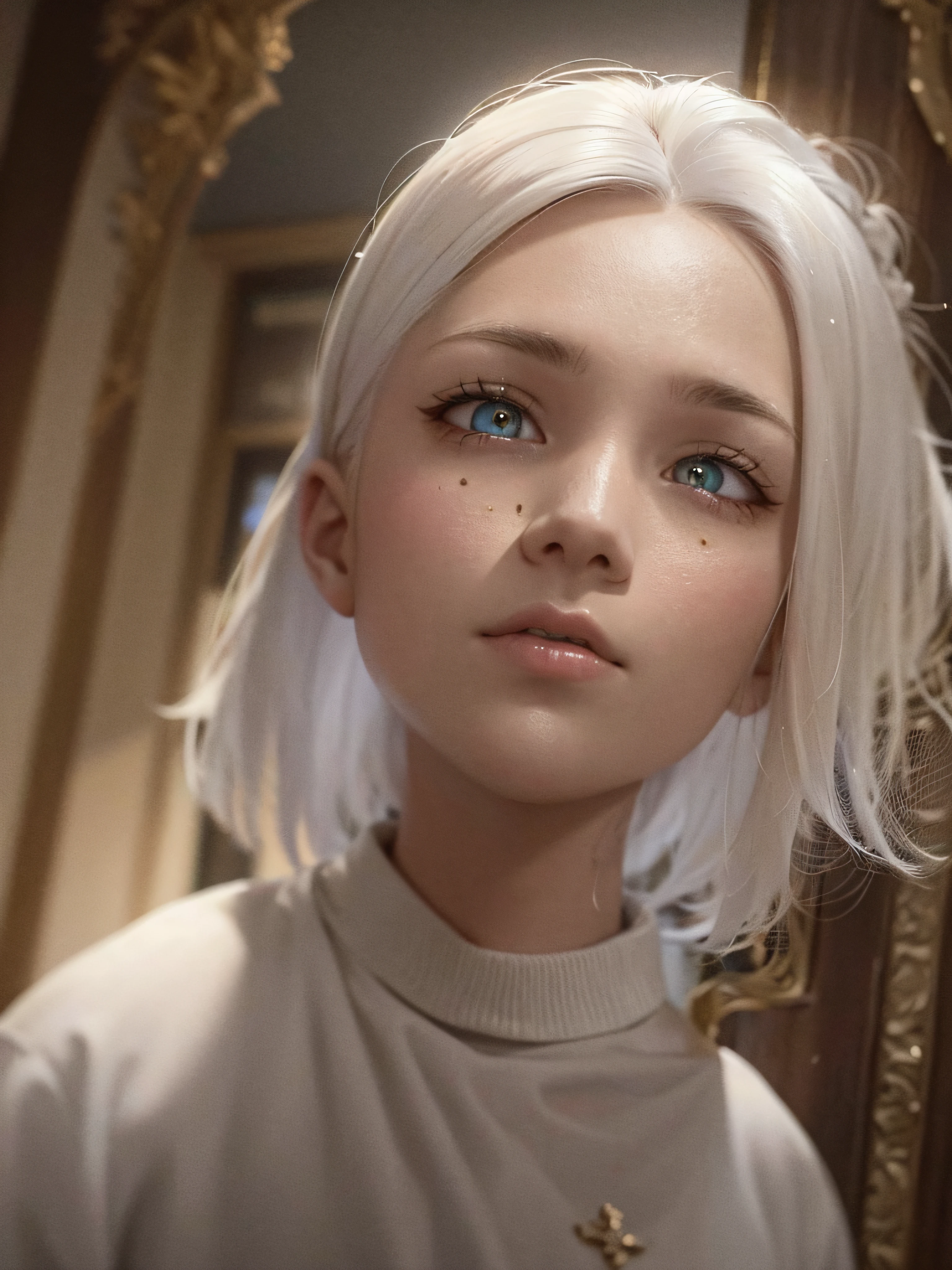 Need,tmasterpiece,Blonde hair,Blue eyes,black-clad,Look up,full bodyesbian,Hairline,Fair skin,SideBraid