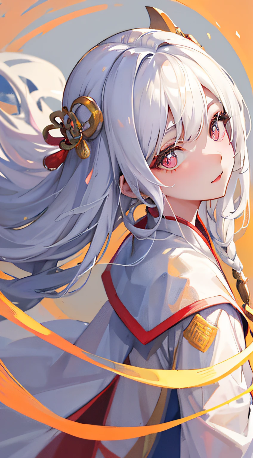 one-girl, Ancient Chinese clothing, full bodyesbian, rays of sunshine, Clear face, Golden pupils,white color hair,Clean white background, tmasterpiece, super detailing, Epic composition, hyper HD, high qulity, extremely detaile, offcial art, Uniform 8k wallpaper, super detailing, 32k