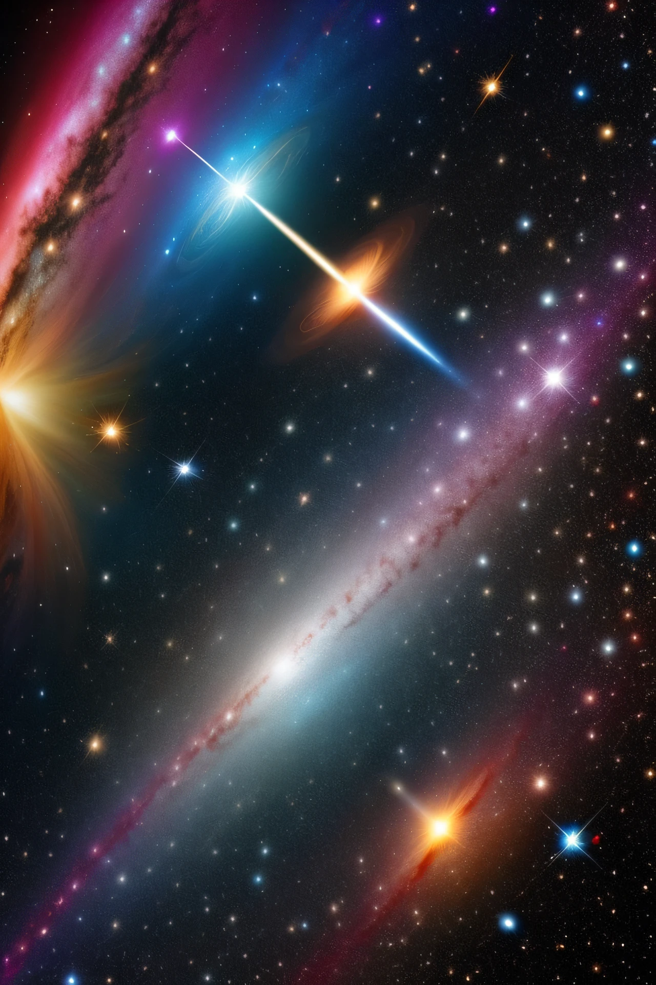 The merger of space galaxies, Burning Star, hyper-detailing