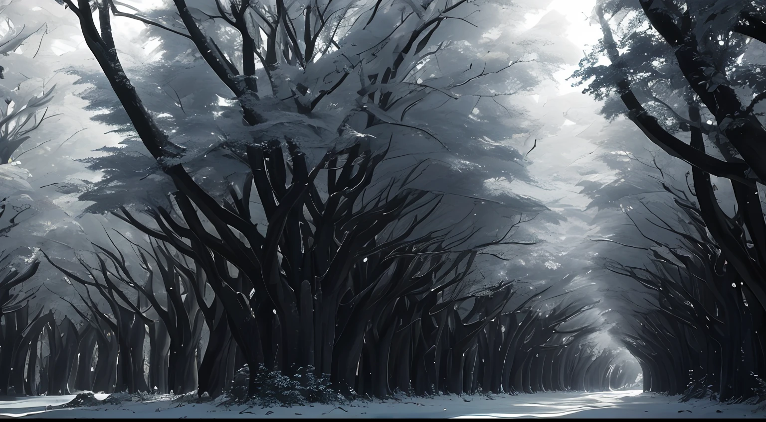 Uma selva, monochromatic, giant trees, obra-prima, melhor qualidade, alta qualidade, papel de parede 8k de unidade CG extremamente detalhado, oil-painting, fotografia premiada, Bokeh, Depth of Field, HDR, bloom, chromatic aberration, fotorrealista, extremamente detalhado, trending on ArtStation, trend at CGSociety, intrincado, alto detalhe, dramatic, arte no meio da jornada, volumeric lighting