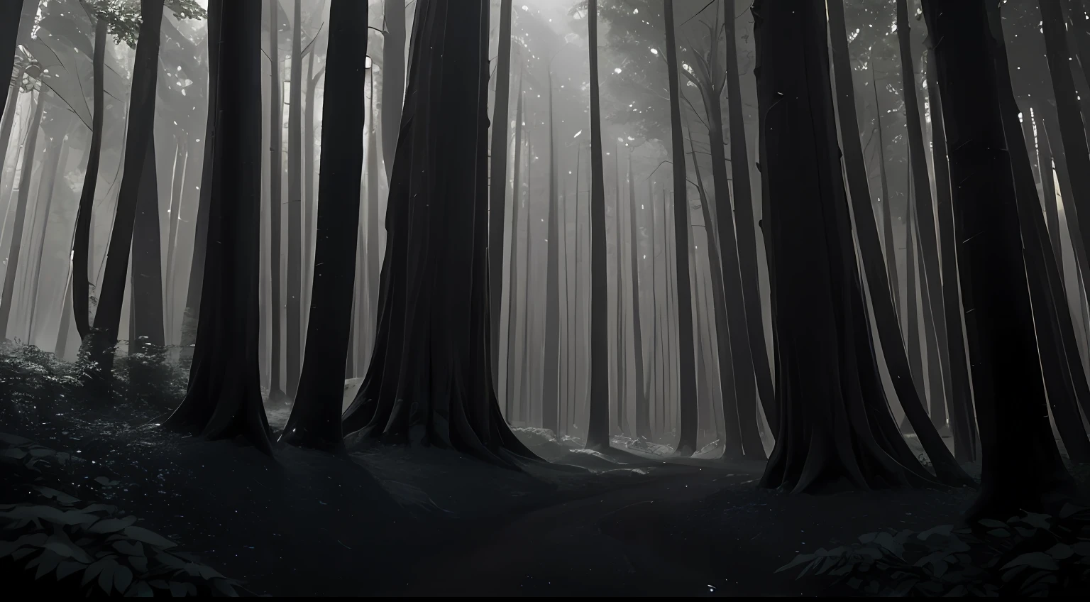 Uma selva, monochromatic, giant trees, obra-prima, melhor qualidade, alta qualidade, papel de parede 8k de unidade CG extremamente detalhado, oil-painting, fotografia premiada, Bokeh, Depth of Field, HDR, bloom, chromatic aberration, fotorrealista, extremamente detalhado, trending on ArtStation, trend at CGSociety, intrincado, alto detalhe, dramatic, arte no meio da jornada, volumeric lighting
