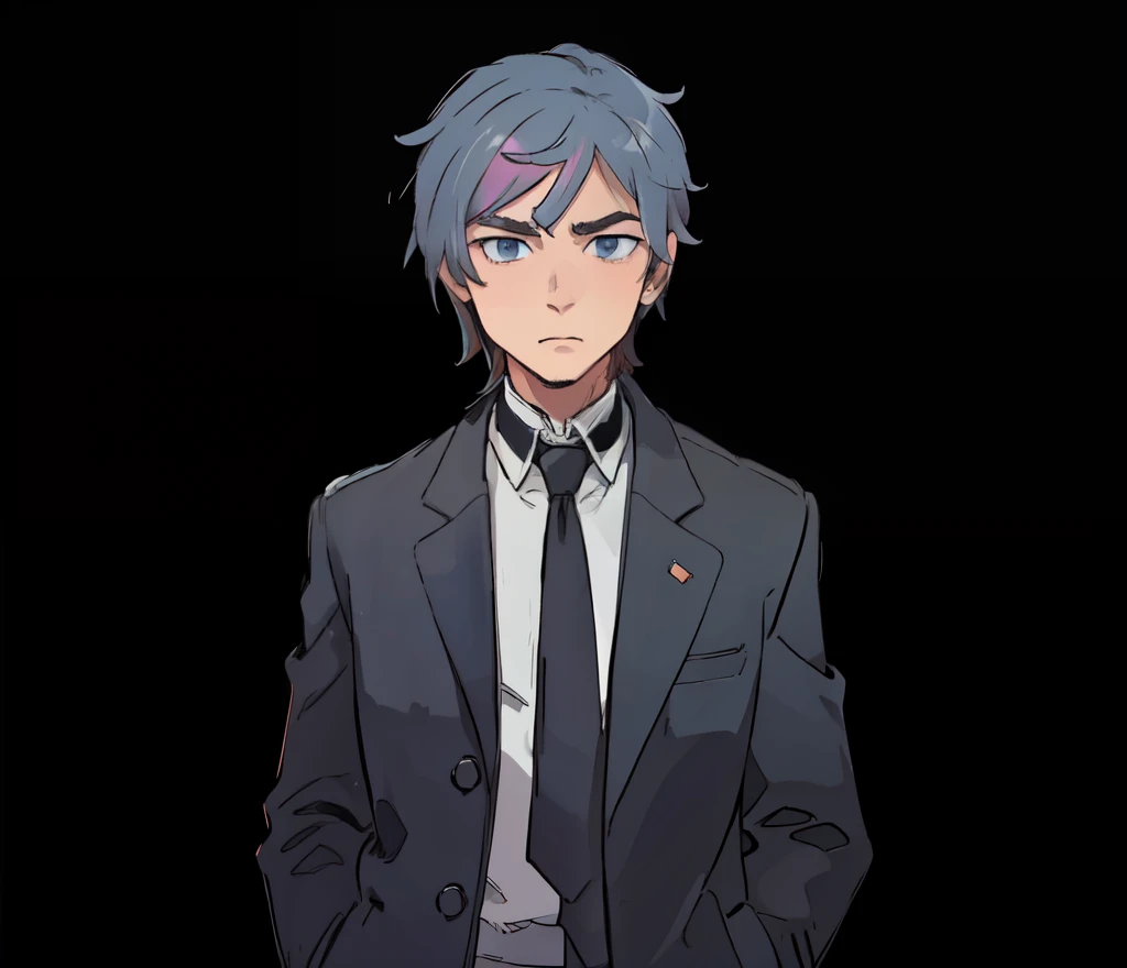 Male face and the overcoat is in classic black color