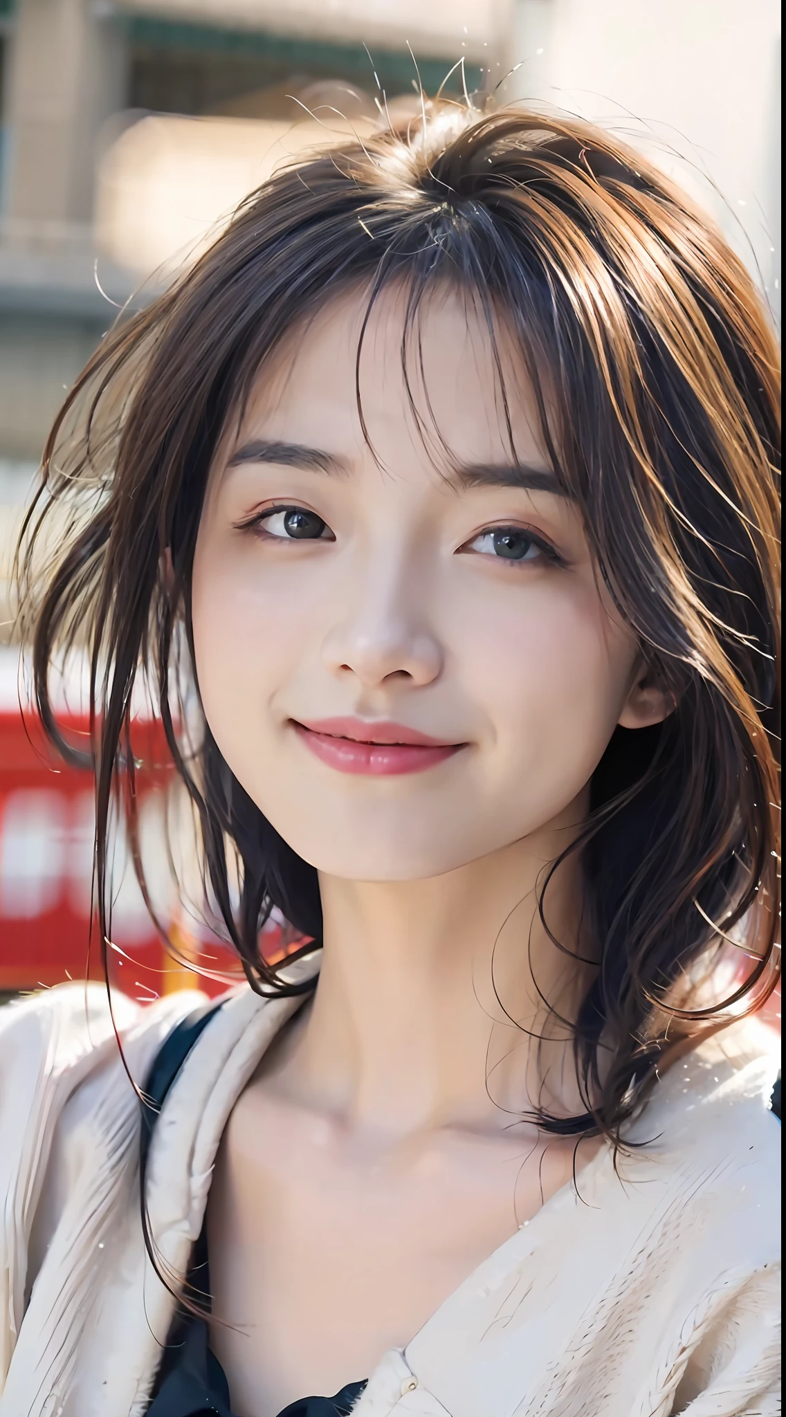 Super Smile, Random Pose, mix4, (8K, RAW photo, top quality, masterpiece: 1.2), (realistic, photorealistic: 1.37), 1 girl, cute, cityscape, night, rain, wet, professional lighting, photon mapping, radiosity, physically based rendering, gradient brunette hair, short curly, handsome, girly, white ball set, excellent image quality(High Definition), 1080p, (Clear Face), (Detailed Facial Description), (Detailed Hand Description), (Masterpiece), (Exquisite CG), Extreme Light and Shadow, disheveled Hair, Masterpiece, Rich Detail, (Exquisite Facial Features), (Best Image Quality), (Masterpiece), (Eye for Detail), Looking Eyes, Delicate Clavicle