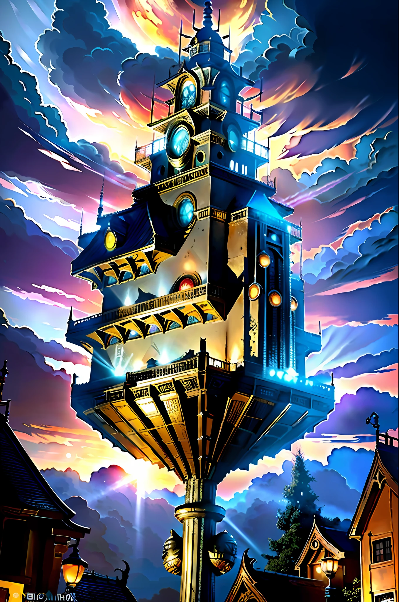 ((best quality)), ((masterpiece)), (detailed), giant mecha, horror beauty, perched on a cloud, (fantasy illustration:1.3), enchanting gaze, otherworldly charm, mystical sky, (Luis Royo:1.2), (Yoshitaka Amano:1.1), moonlit night, soft colors, (detailed cloudscape:1.3), (high-resolution:1.2)