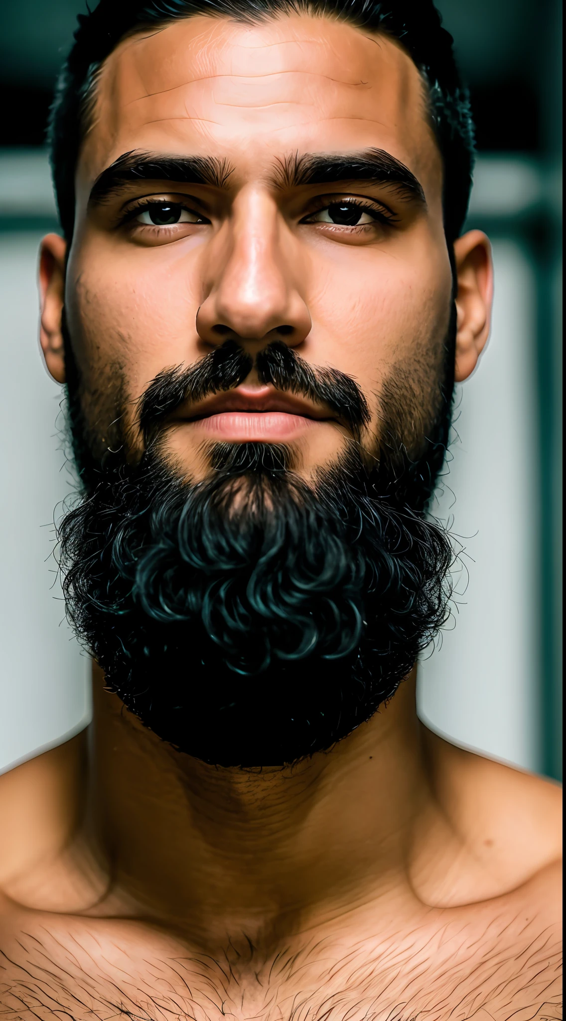o rosto de Um homem bonito e forte olhando para  frente