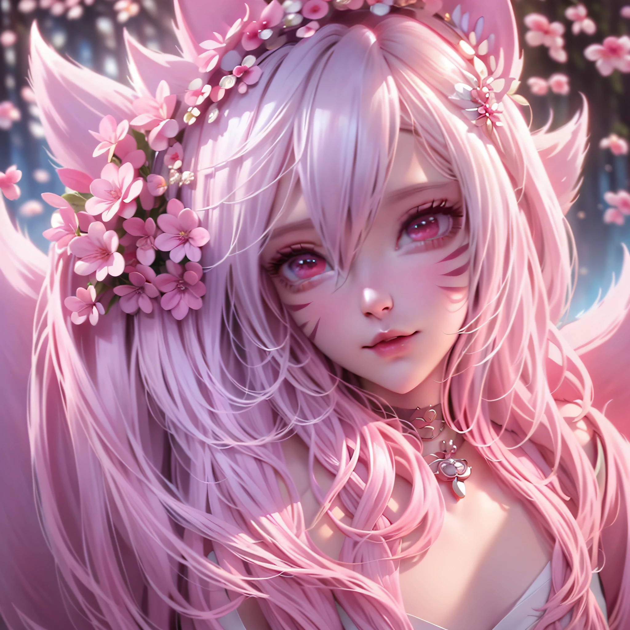 Blue eyes, White hair，Anime girl with flowers in her hair, a beautiful anime portrait, detailed portrait of an anime girl, White-haired god, Avatar image, Anime style portrait, Stunning anime face portrait, Guviz, Portrait of an anime girl, inspired by Leng Mei, anime portrait, portrait anime girl, Anime girl portrait, Guviz-style artwork