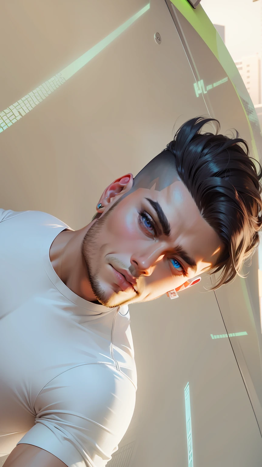 neon and futuristic background,male,same as model, realistic, high details,8k