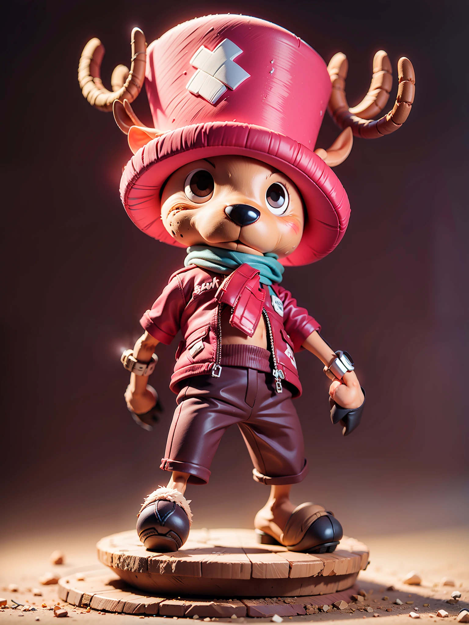 masterpiece, best quality, ultra-detailed, chopper, deer, pink hat, 1boy, solo, Full body, wearing suits, detailed face, day, full body, male focus, perfect hands, chibi style, figure, action figure