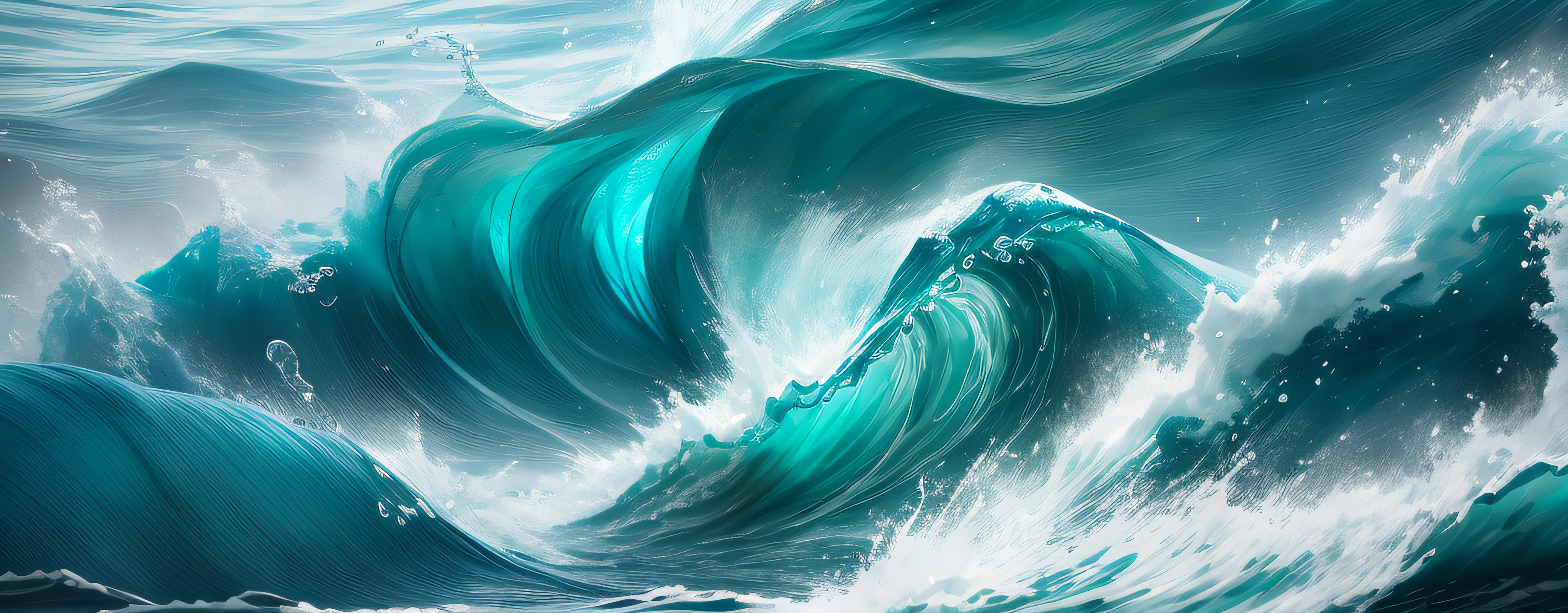 Araz flew over the water, flowing aqua silk, flowing teal-colored silk, azure waves of water, cresting waves and seafoam, silk flowing in wind, wave of water particles, wavy water, Water Swirls, artsation 4 k, swirling fabric, Flowing fabric, swell sea, breathtaking wave, Teal fabric