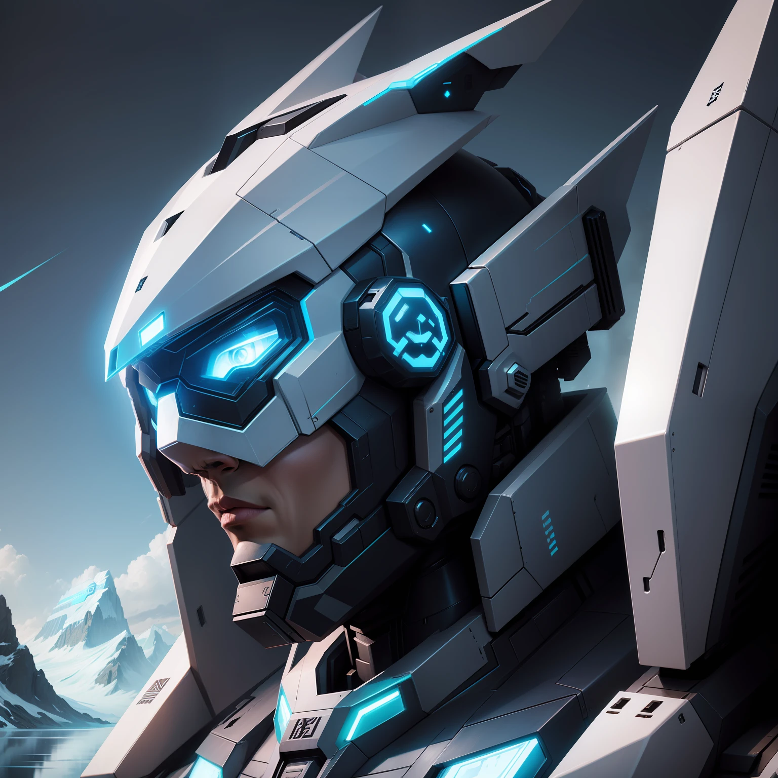 Cruise，glacier，in mecha style，cyber punk perssonage