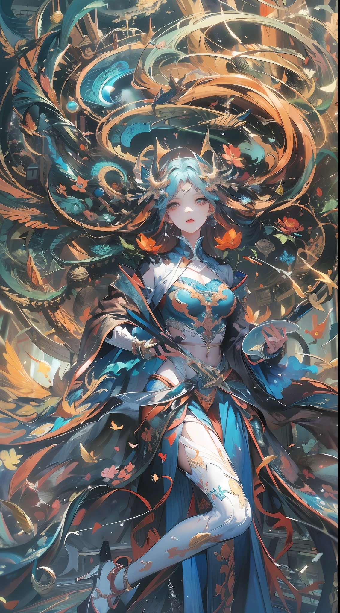 (masterpiece, top quality, best quality, official art, beautiful and aesthetic:1.2), (1girl), extreme detailed,(fractal art:1.3),colorful,highest detailed