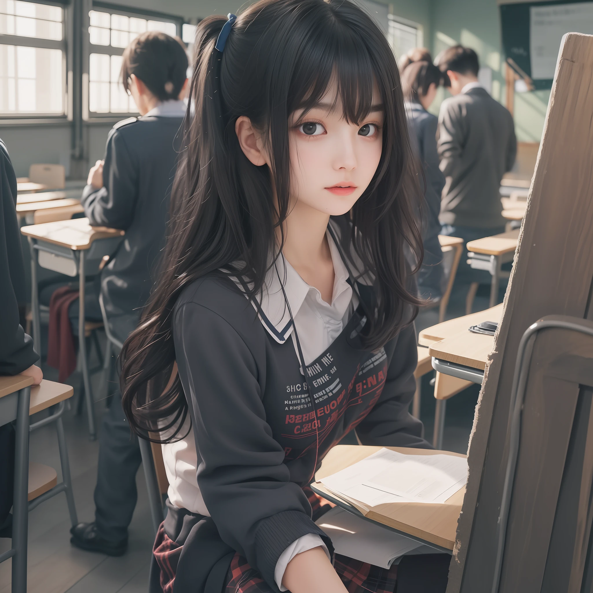 1 person, Classroom,Take off your uniform,A dark-haired,?????