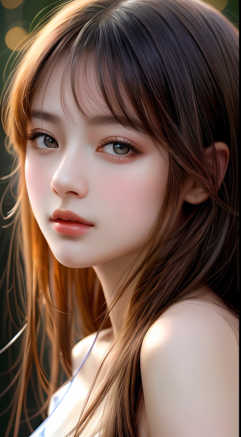 Best Quality, Masterpiece, Super High Resolution, (Realism: 1.4), Original Photo, (Real Skin Texture: 1.3), (Film Grain: 1.3), 1 Girl, Beautiful Eyes and Face Details, Masterpiece, Best Quality, Close-up, Upper Body, The zodiac art style