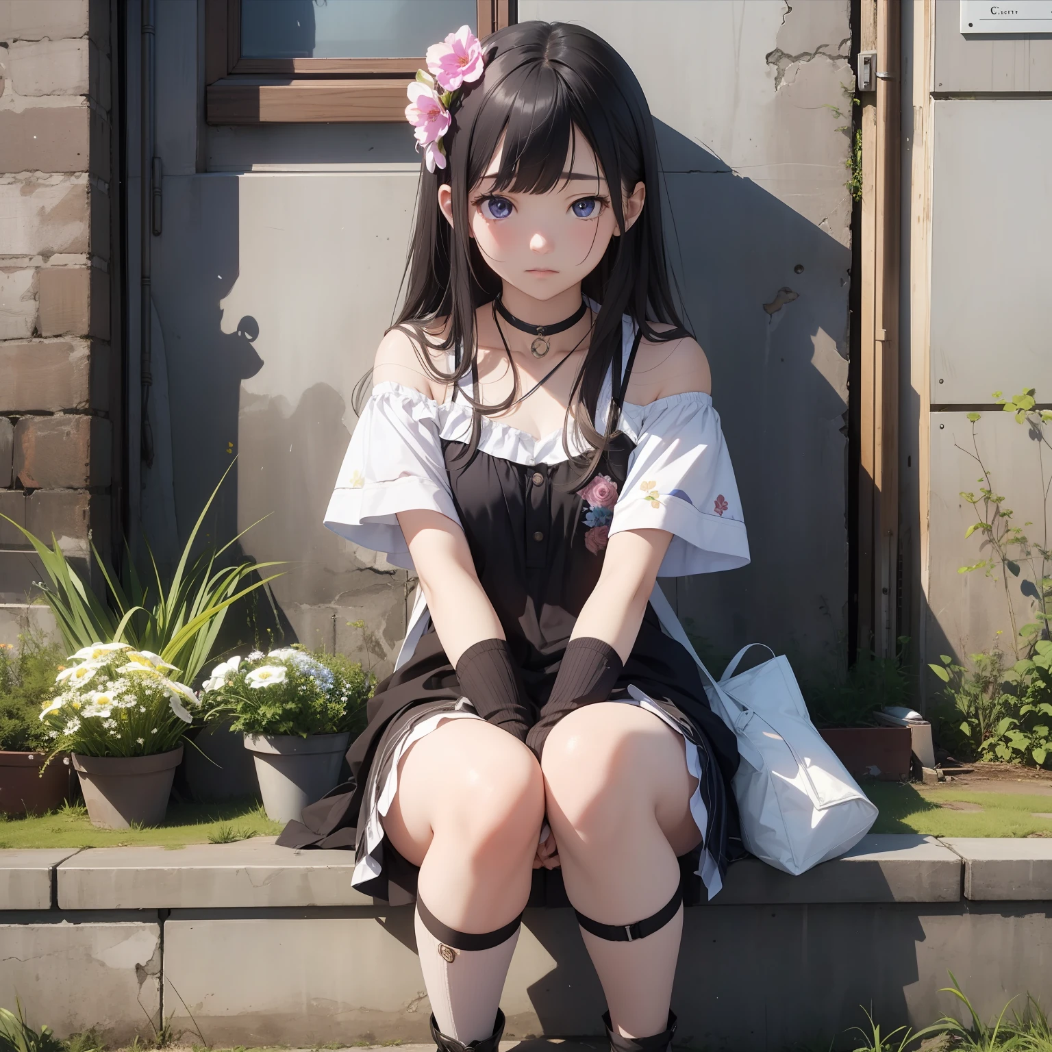Broken city、s girl、hopelessness、Have iris flowers