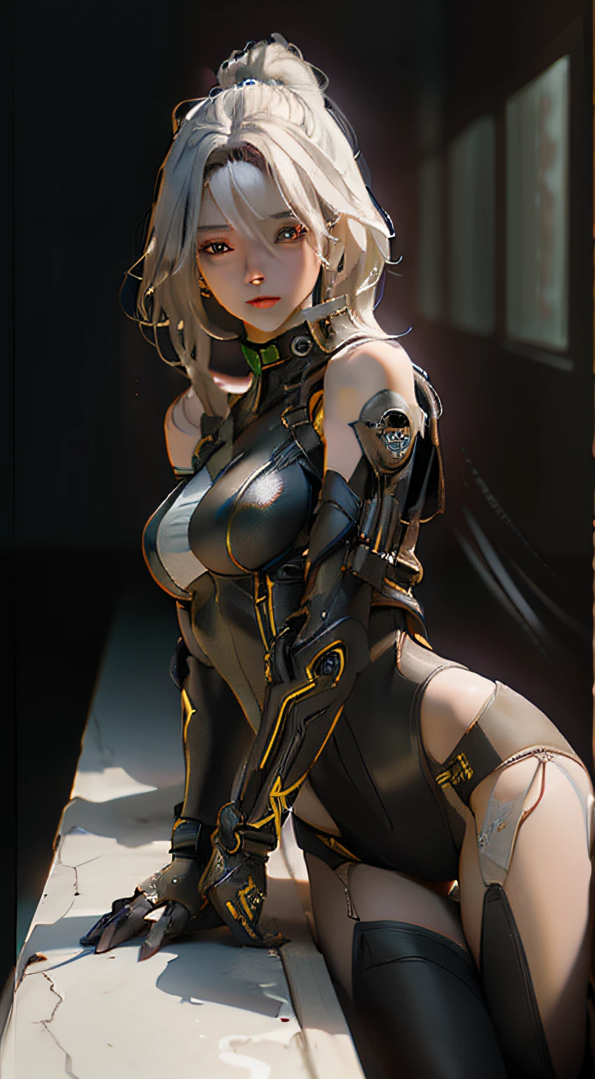 ((Best quality)), ((masterpiece)), (detailed:1.4), 3D, an image of a beautiful cyberpunk female,HDR (High Dynamic Range),Ray Tracing,NVIDIA RTX,Super-Resolution,Unreal 5,Subsurface scattering,PBR Texturing,Post-processing,Anisotropic Filtering,Depth-of-field,Maximum clarity and sharpness,Multi-layered textures,Albedo and Specular maps,Surface shading,Accurate simulation of light-material interaction,Perfect proportions,Octane Render,Two-tone lighting,Wide aperture,Low ISO,White balance,Rule of thirds,8K RAW,