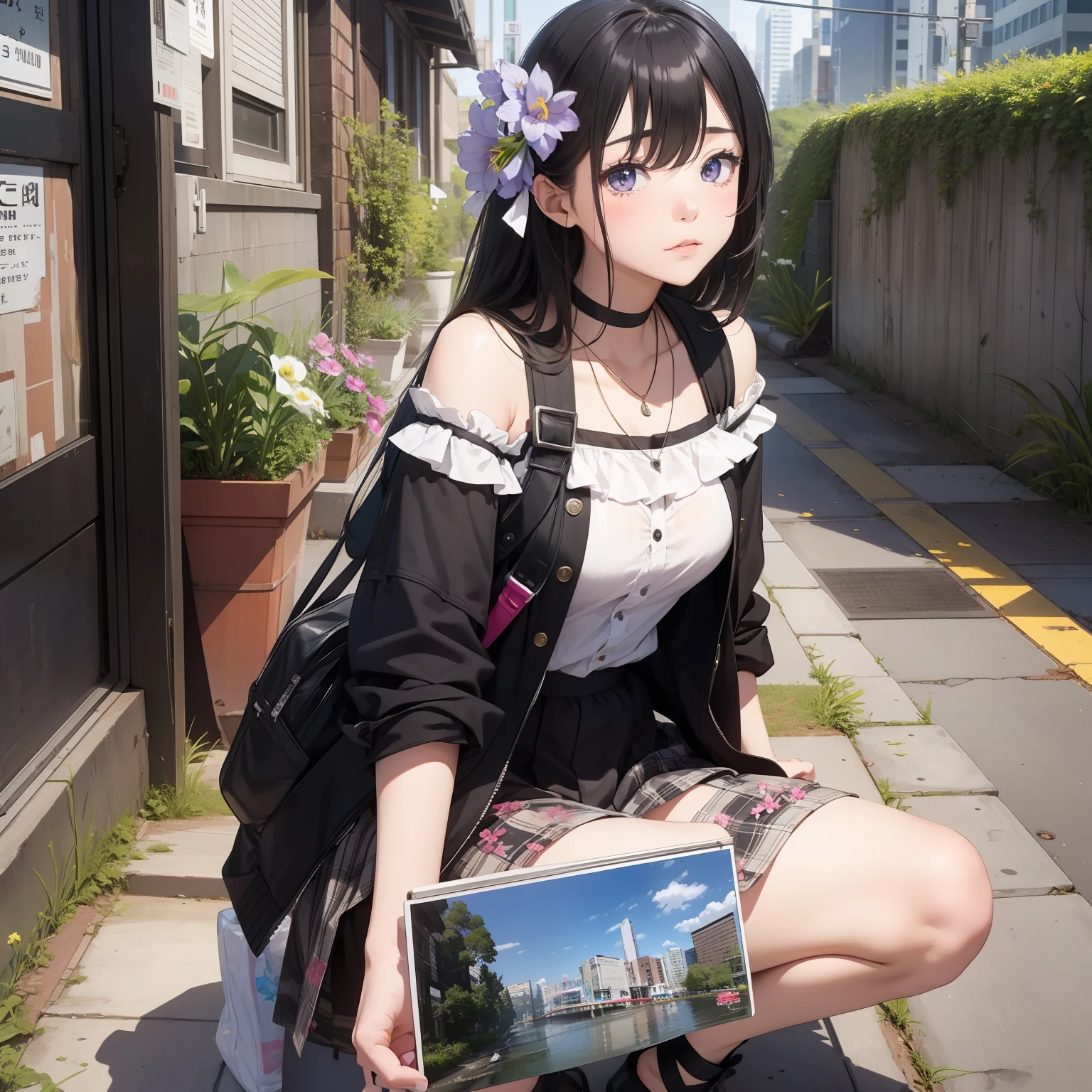 Broken city、s girl、hopelessness、Have iris flowers