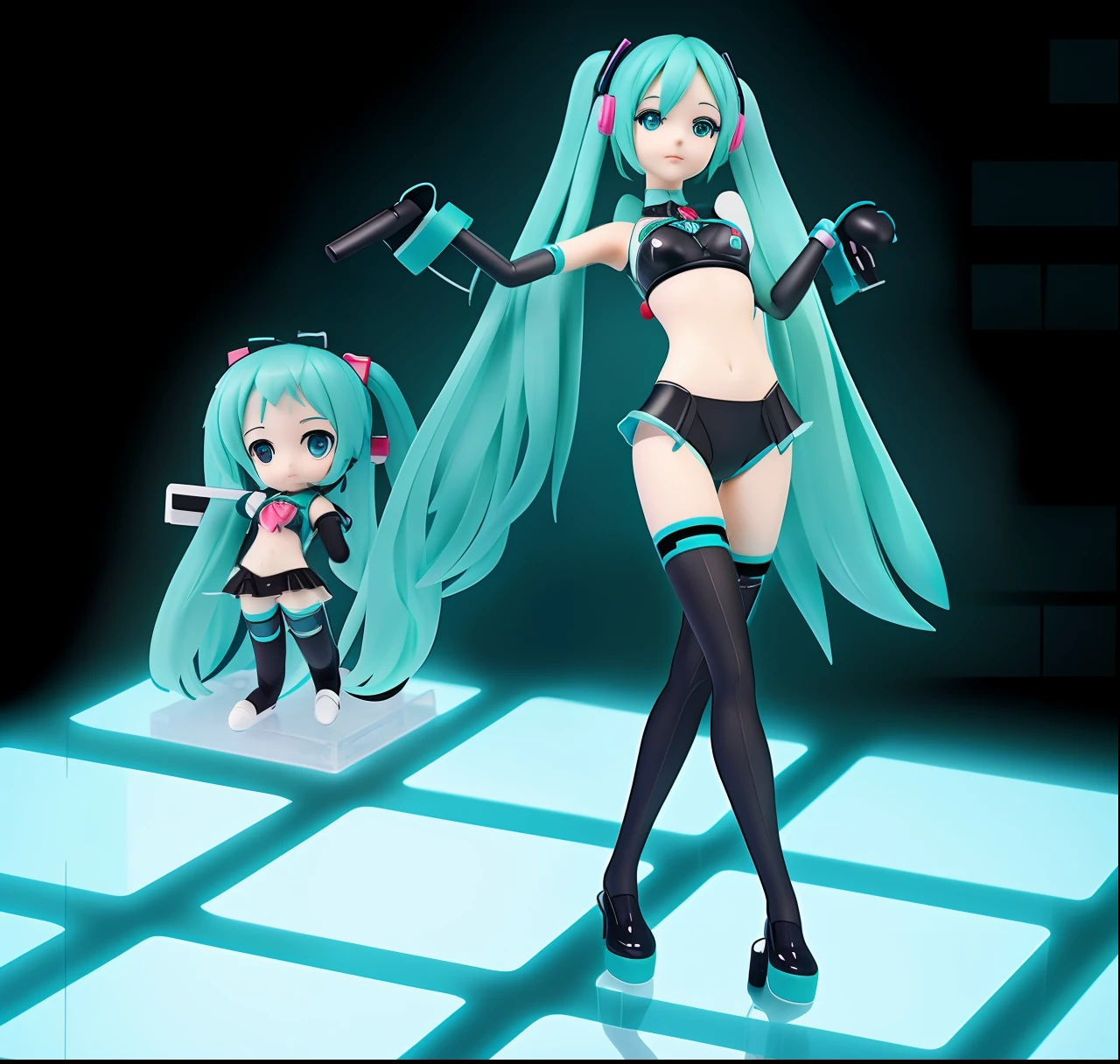 Close-up of a man in a bikini and a man in a suit, hatsune miku, Miku, mikudayo, hatsune miku short hair, vocaloid, Hatsune Miku Cosplay, anime manga robot!! anime girl, 3d anime girl, anime girl of the future, hatsune miku portrait, future!!, Happy Meal toy by Hatsune Miku