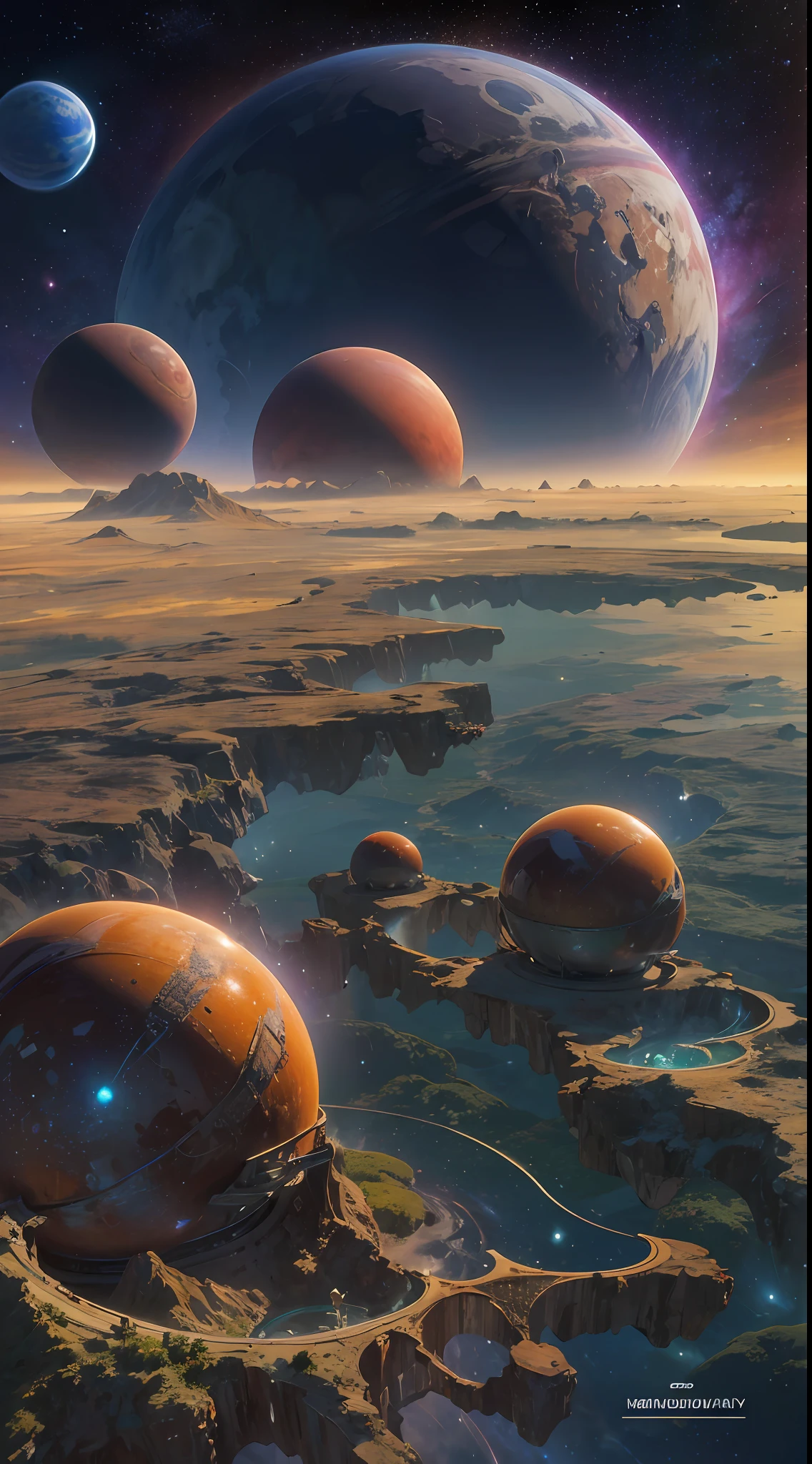 These planets are fictional planets that appear in various media of the science fiction genre as story-settings or depicted locations. Some of these planets include, Korad by Felix Mondejar: A Counter-Earth planet inhabited by an advanced alien race that has (mis)guided humankind through several turning points in history by mistake, miscalculation and underestimation of humankind’s ability to see meaning where there isn’t any1, Drakon’s Folly, A planet that is well-suited for Earth crops but has enormous indigenous predatory invertebrates that the colonists called Blueworms2, digital Realistic, Highest resolution images, highest quality, super detailed, 8k quality, galaxy world, space, Future planets, galaxies,