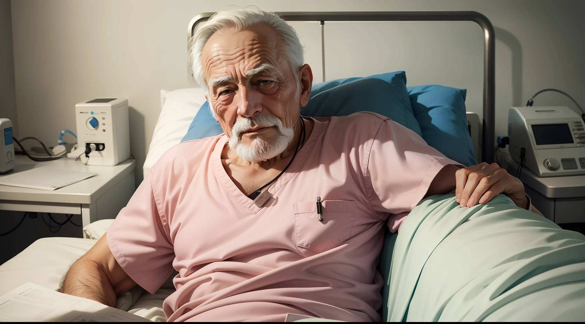 old man in hospital bed