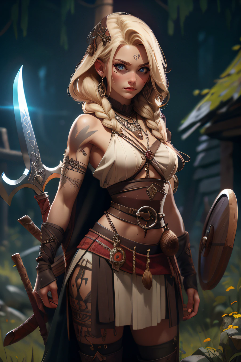 viking girl face, high detailed