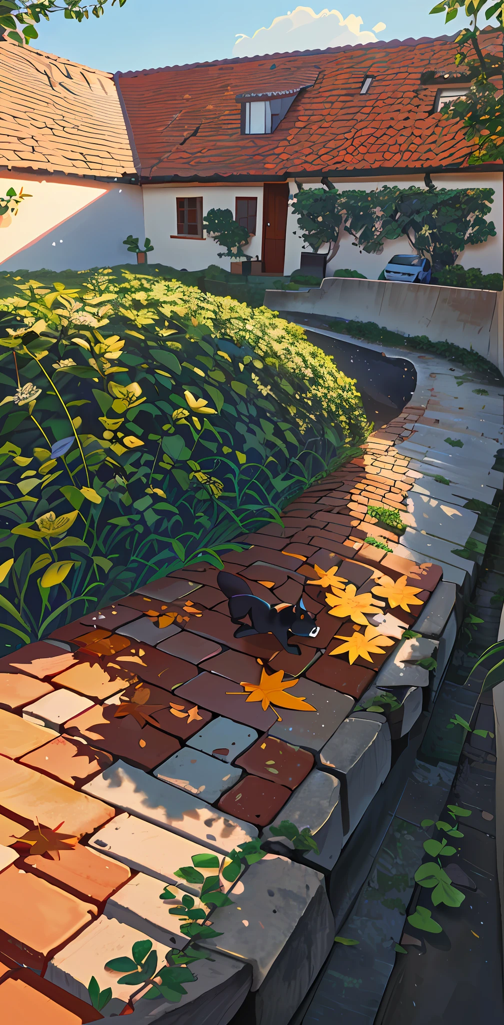 There's a small leaf that's sitting on the edge of a curb, perspectiva da formiga, eles podem estar engatinhando, Tiro na Canon EOS R 5, Tiro na Canon EOS R5, Capturado na Canon EOS R 6, Perspectiva macro, Tiro em Leica SL2, Tiro na Nikon Z9, POV de uma formiga, Tiny creature made of a brick