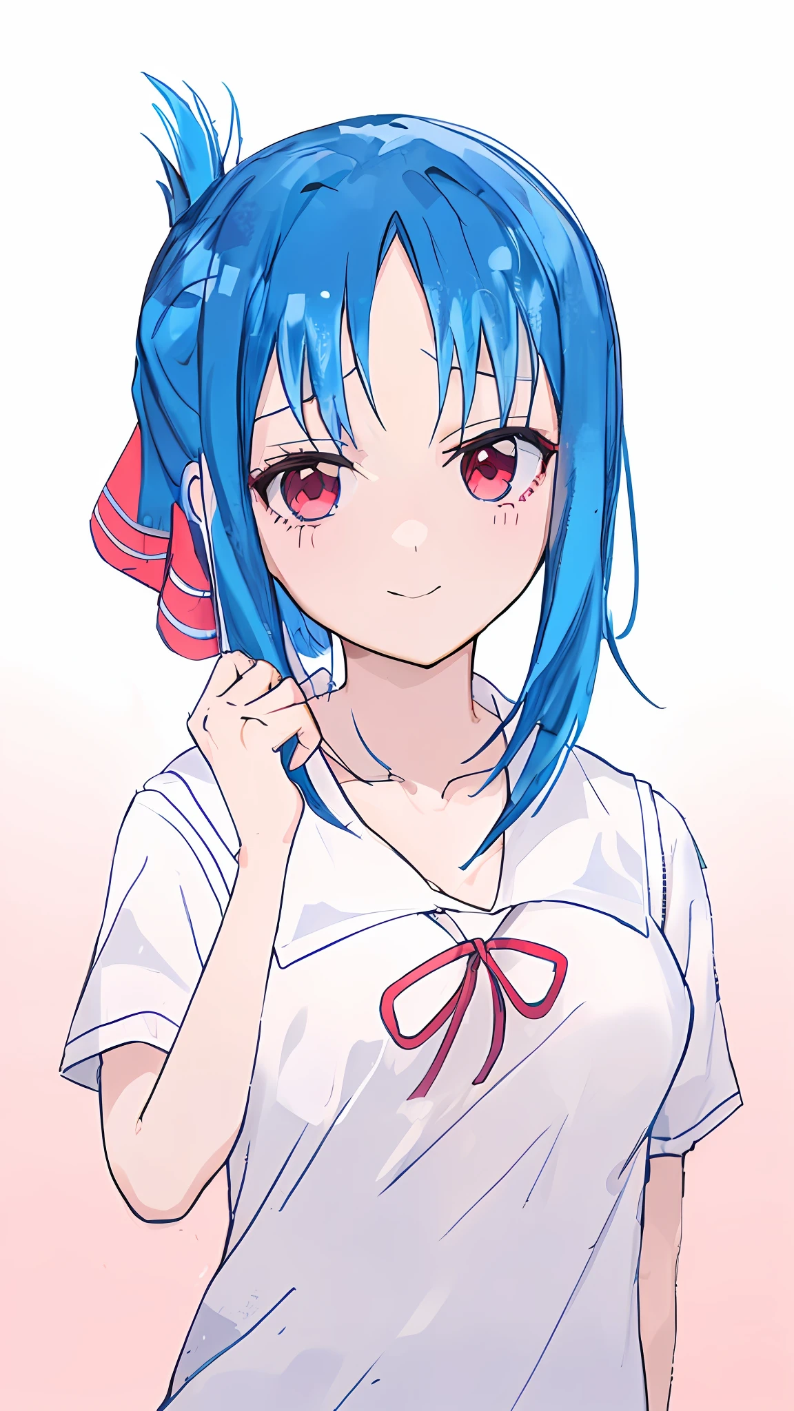 Drawing of a girl with blue hair and red eyes, Un dibujo de anime, Retrato de una chica de anime, Anime Moe Artstyle, Una chica de anime, inspirado por Rei Kamoi, Joven chica anime, Retrato estilo anime, Dibujo estilo anime, dibujo de anime, en un estilo anime, Estilo anime 2D, Chica anime, Retrato de Anime Girl, Gapmoe Yandere