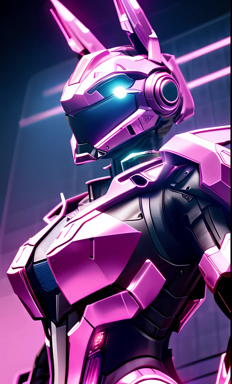 A highly detailed「Rabbit-shaped cyborg」3D rendering of a|cyborgs]Pink cybernetics and pink armor、nffsw、8K、Sub-surface scattering、Specular Light、Hi-Res、octane renderings、Ray traching、Pink rabbit ears、Mobilesuit