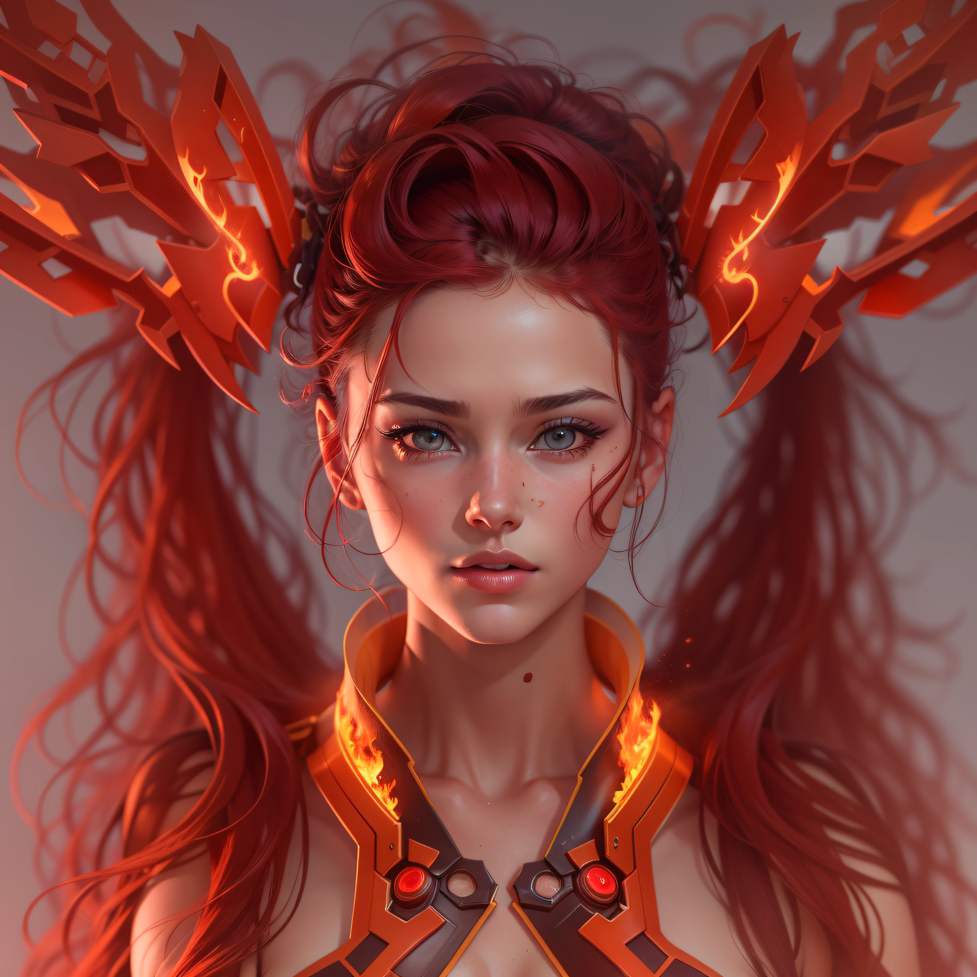 (8k, RAW photo, best quality, masterpiece:1.2), (realistic, photo-realistic:1.37), ultra high res, ultra-detailed ,full body, ((full-body shot)), woman, beautiful detailed eyes, beautiful detailed lips, professional lighting, photon mapping, radiosity, physically-based rendering, detailed symmetrical lips, extremely detailed eyes and face, symmetrical mouth, extremely detailed face, symmetrical eyes ,detailed eyebrows, extremely detailed eyes, beautiful detailed eyes, extremely detailed face , light on face, (full body), looking at viewer, ((red hair)), ((long hair)), ((fairy)), ((red mecha suit)), ((red neon mechanical fire wings)), ((cyberpunk)), ((legs)), ((energy core at centre of body)), ((fire sword)), _stardeaf-cold-arc_ ((octane render)) fiery background