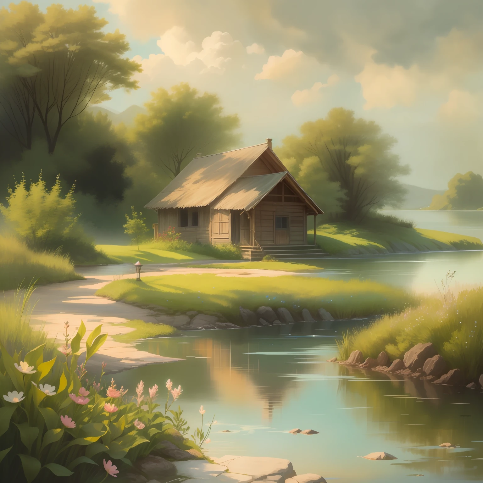 Eau，coziness，A gentle breeze blows on the water，landscape