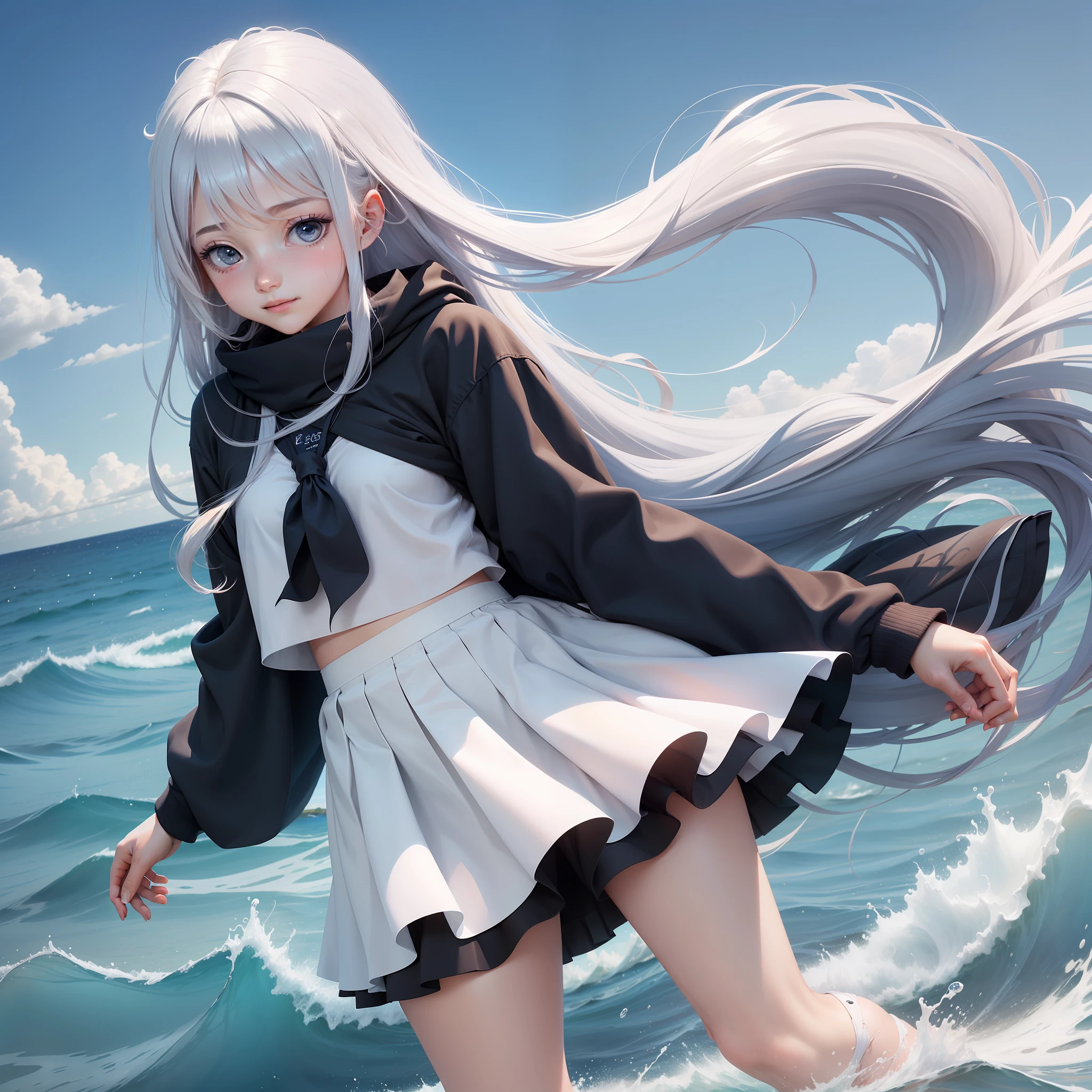 Kizi,Age 16,Clear eyes,Stay in the sea,long whitr hair,High nose,JK skirt,ssmile,is shy,tmasterpiece,best qualtiy