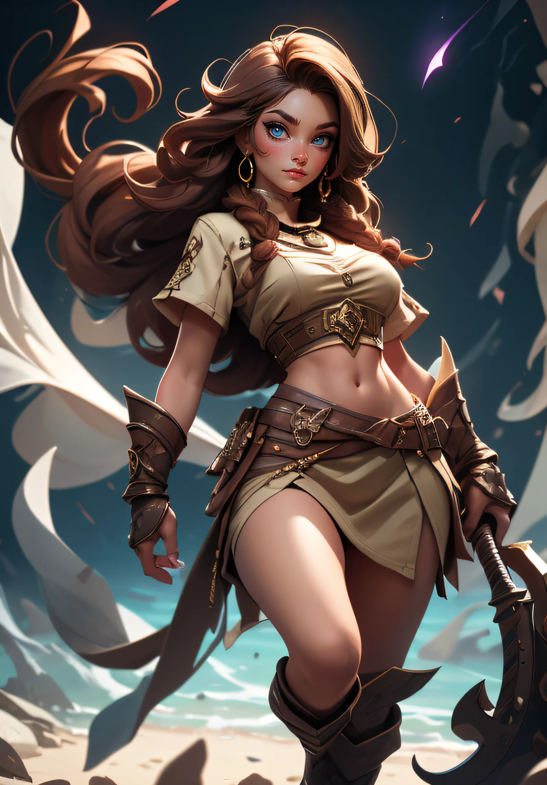 viking girl face, high detailed