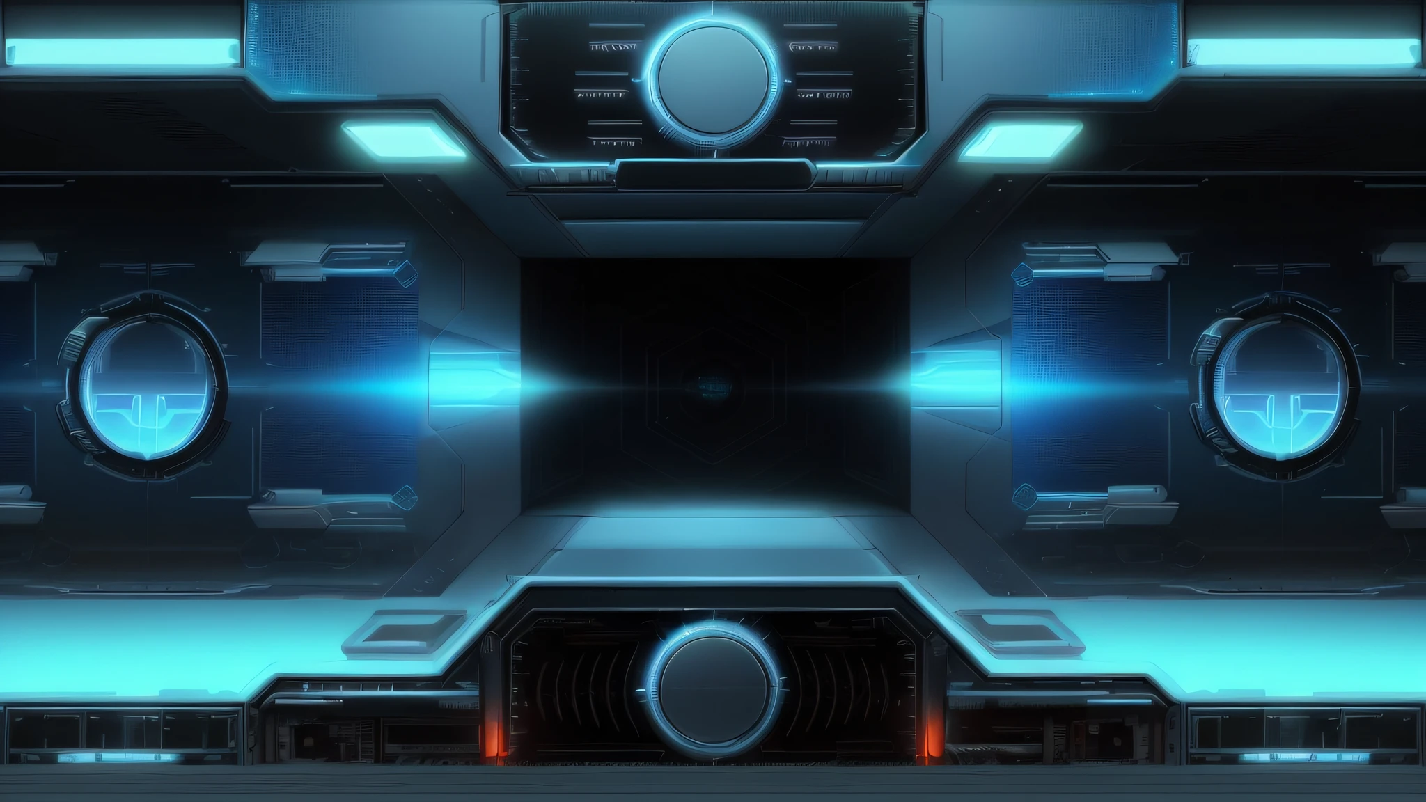 A closeup of a futuristic-looking blue and black room, game overlay, cyber background, Fundo de Greebles Digital, fundo scifi, fundo do projetor techno neon, Detailed science fiction backgrounds - fi, fundo do videogame, Jogo HUD, futuristic background, holographic interface, fundo hiper detalhado, fundo da arena, Dark Sci - Science Fiction Background, Science fiction film cinematic frame, arte de fundo