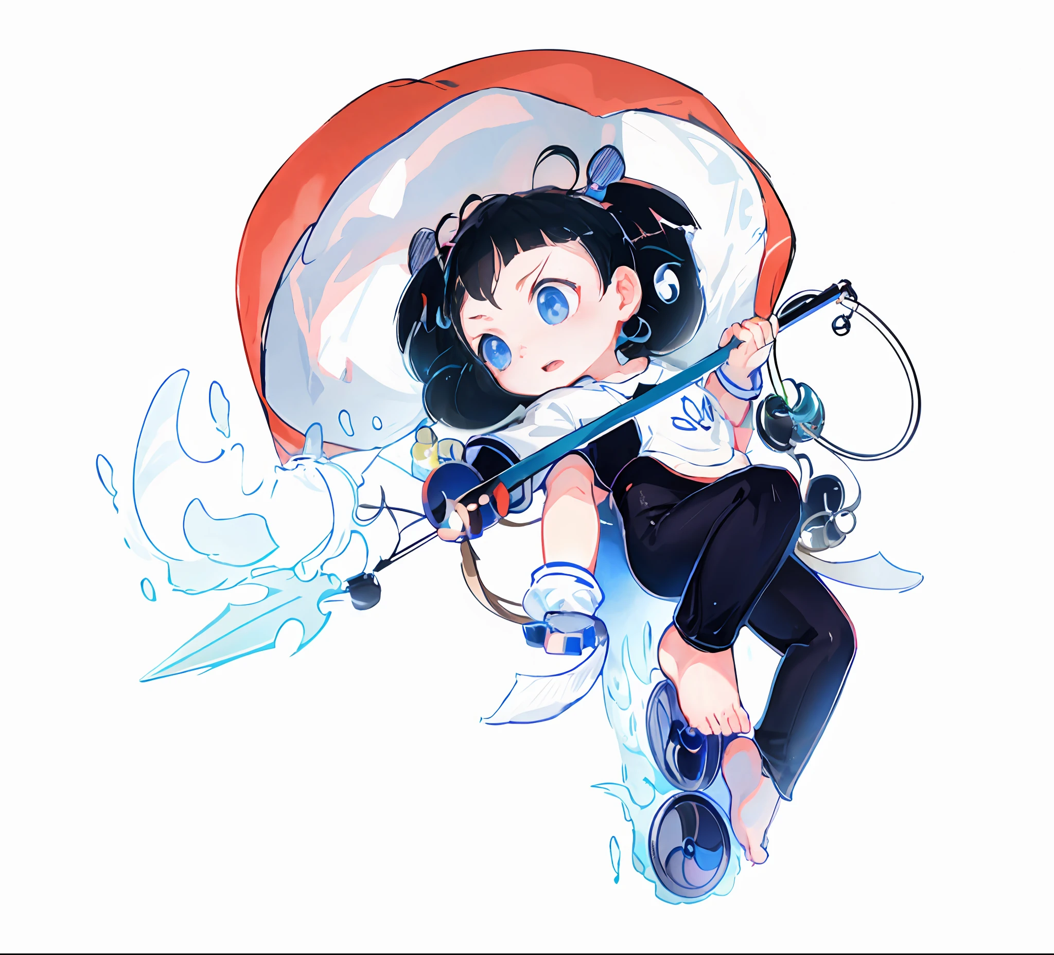 A bare-assed child suspended in the air,Comfortable expression,A boy,Shota,adolable,-yead boye barefoot,panoramic lens,full body shot shot,(Libido boy),((Shota)),lotus flower,short detailed hair,Pick dyeing,Bangs between the eyebrows,Hot Wheels,belly-bar,,